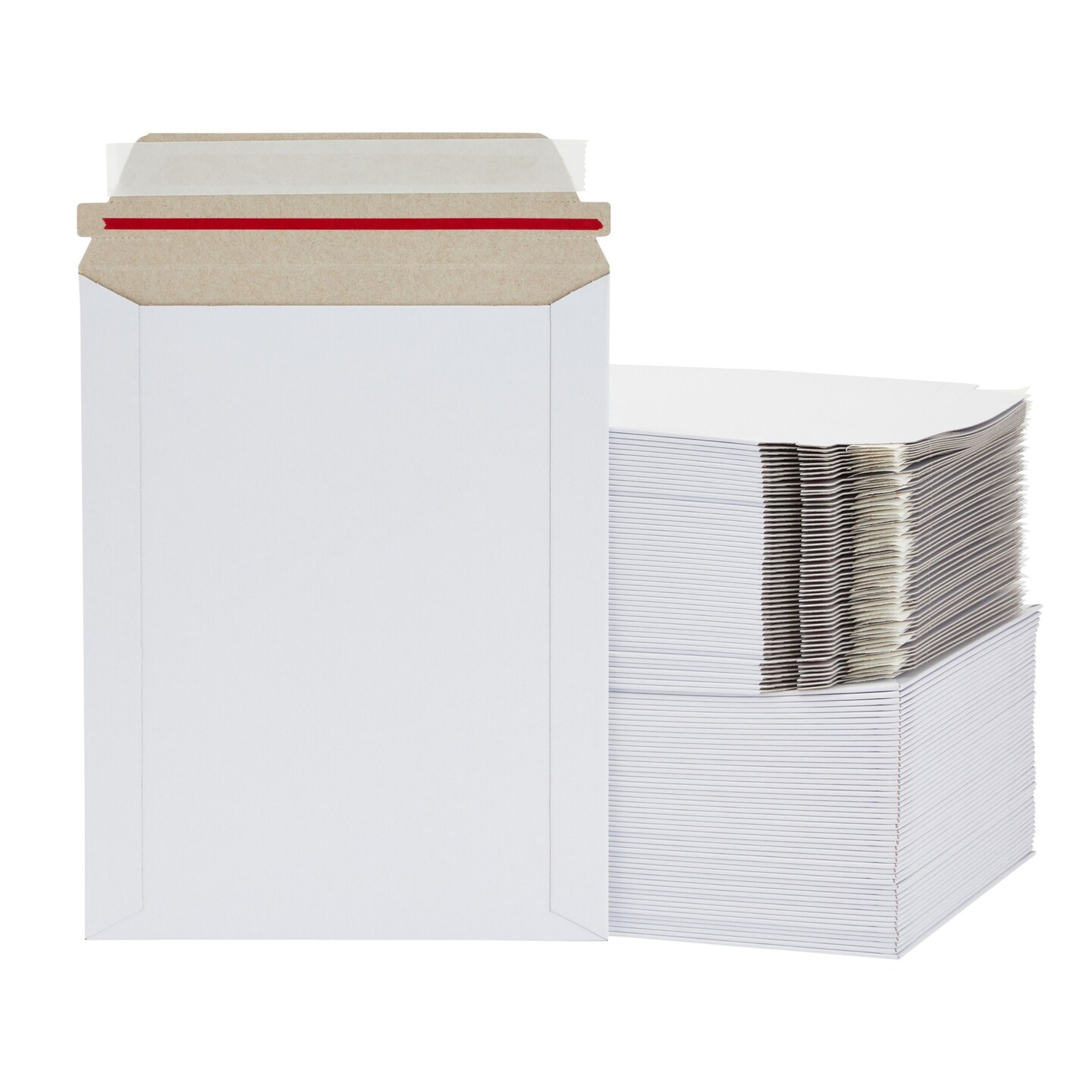 100-Pack Stay Flat Rigid Mailers 7 x 9 Inches with Self Adhesive Seal, Bulk White Cardboard Envelopes for Shipping Photo, Documents, Letters, Packaging Supplies