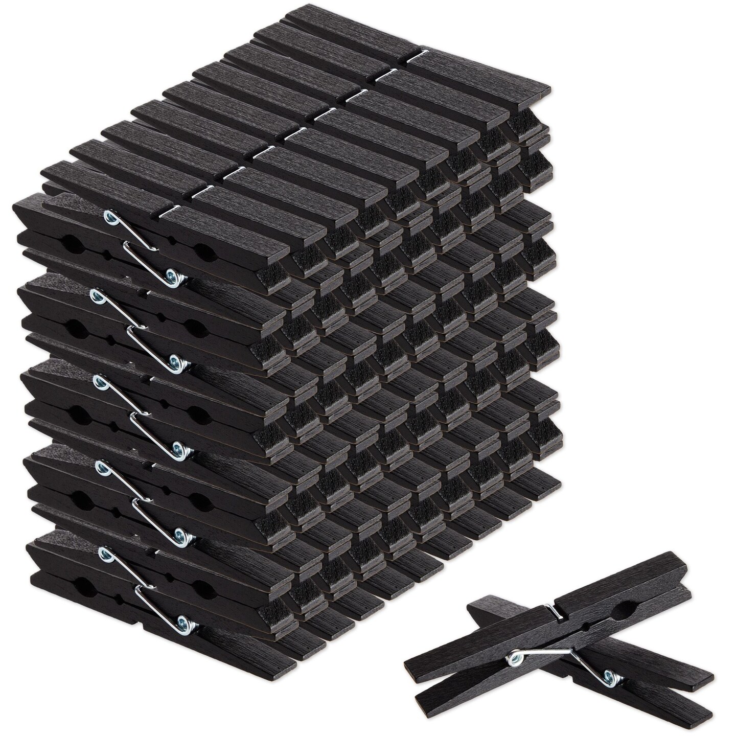 100 Pack Wooden Clothespins for Hanging Laundry, Crafts, Photos (Black, 4 In)
