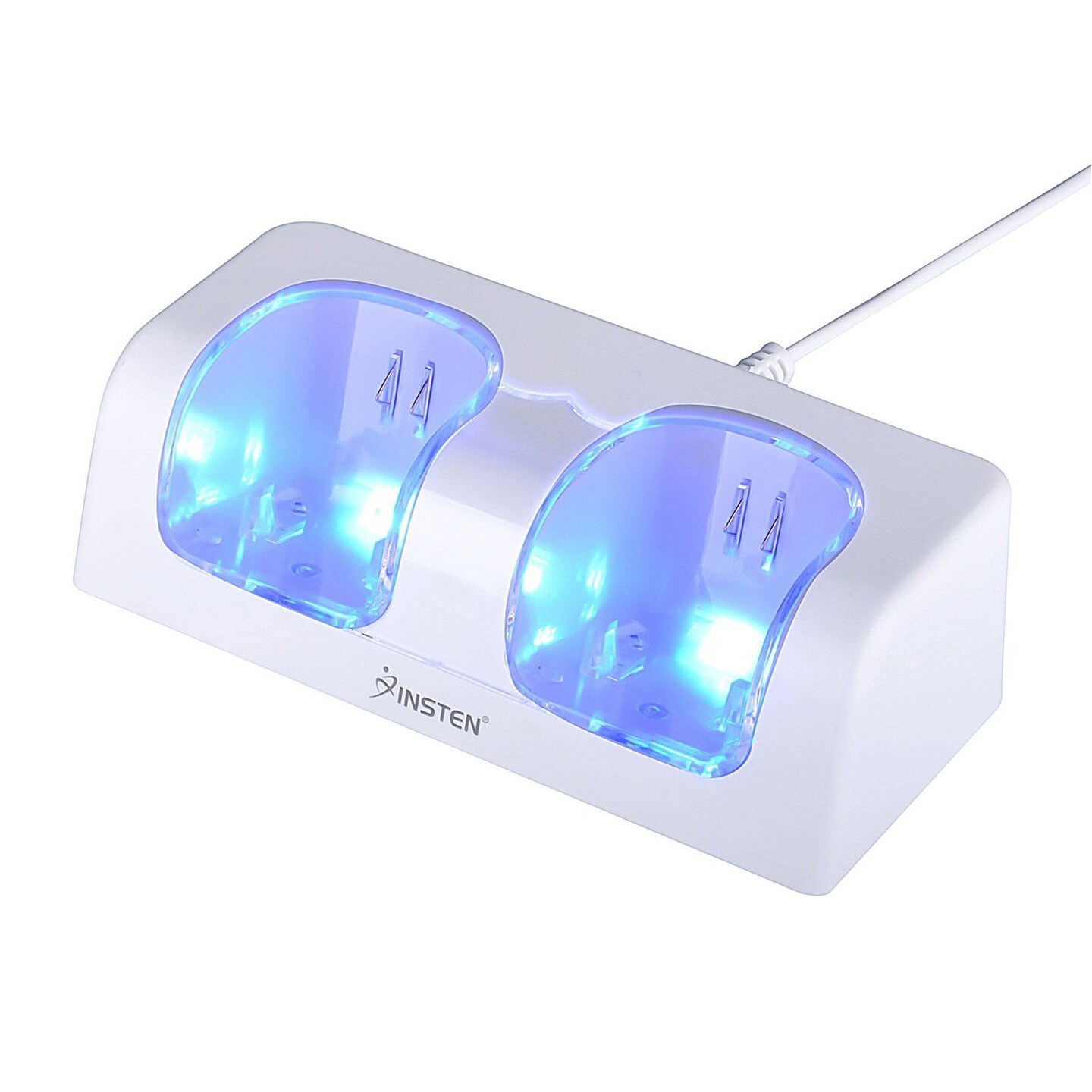 For Nintendo Wii Controller &#x26; Wii U Remote - Dual Charger Charging Dock with 2x Rechargeable 2800 mAh Battery, White