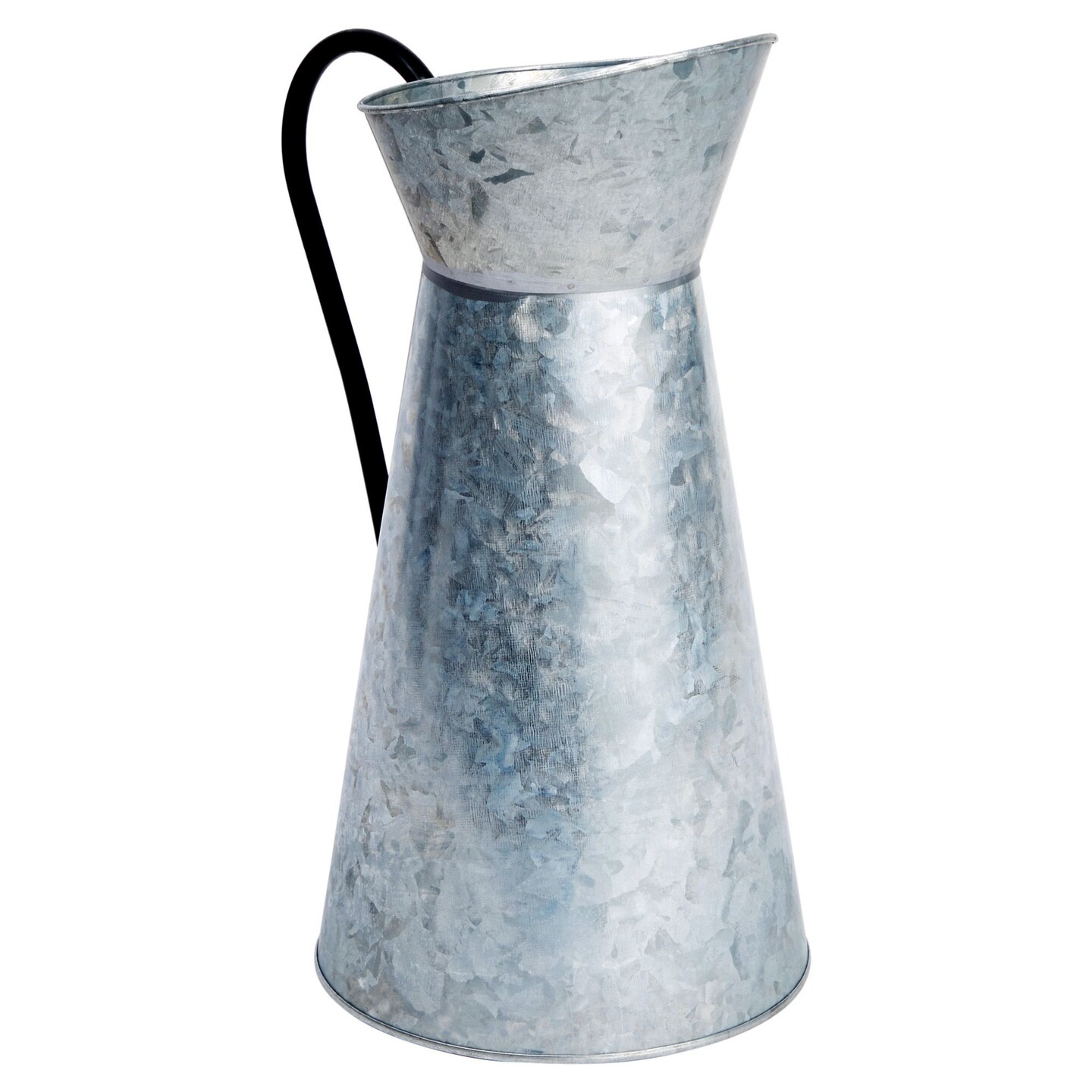 Rustic-Style Galvanized Pitcher Vase with Handle, Metal Watering Can for Farmhouse-Style Home Decor, Table Centerpieces, Decorative Flowers Arrangements (12 In)
