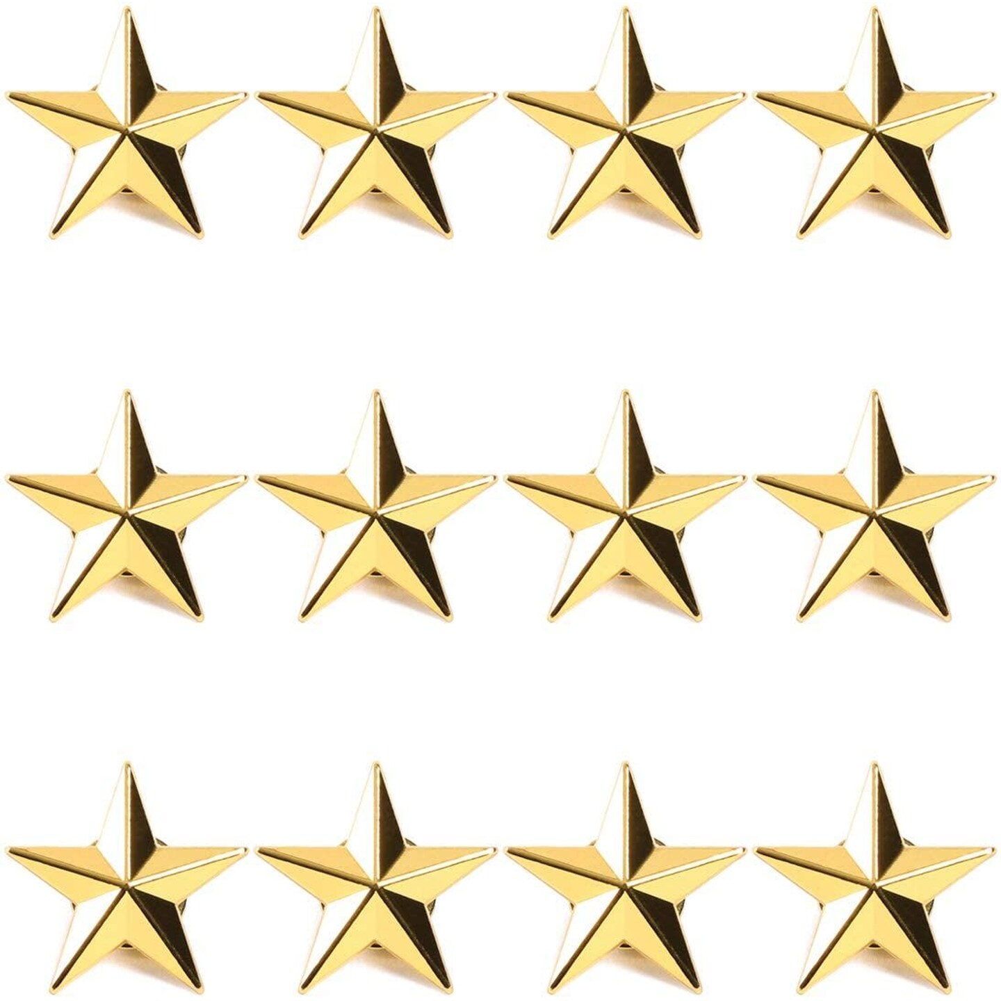Bright Creations Gold Point Star Pins Enamel Lapel Pin Set - 1-Inch & 12-Pack - Zinc Alloy Butterfly Clasp & Durable Design - For Jackets, Hats & Backpacks
