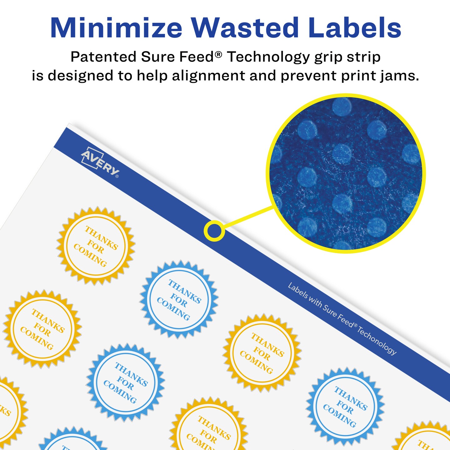 Avery Matte White Removable Starburst Labels with Sure Feed Technology, Print-to-the-Edge, 1.75"