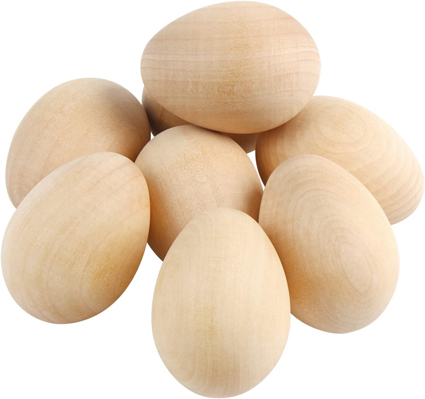 aster Wooden Eggs,8 Pcs Smooth Natural Unfinished Wood Fake Egg for Easter Craft