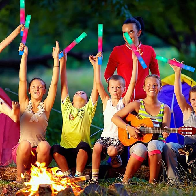 44 PCS Foam Glow Sticks with 3 Modes Colorful Flashing, Glow Sticks Party Pack, Glow in Dark Party Supplies, foam Glow Sticks Bulk for Wedding, Raves, Concert, Party, Halloween Party,4th of July