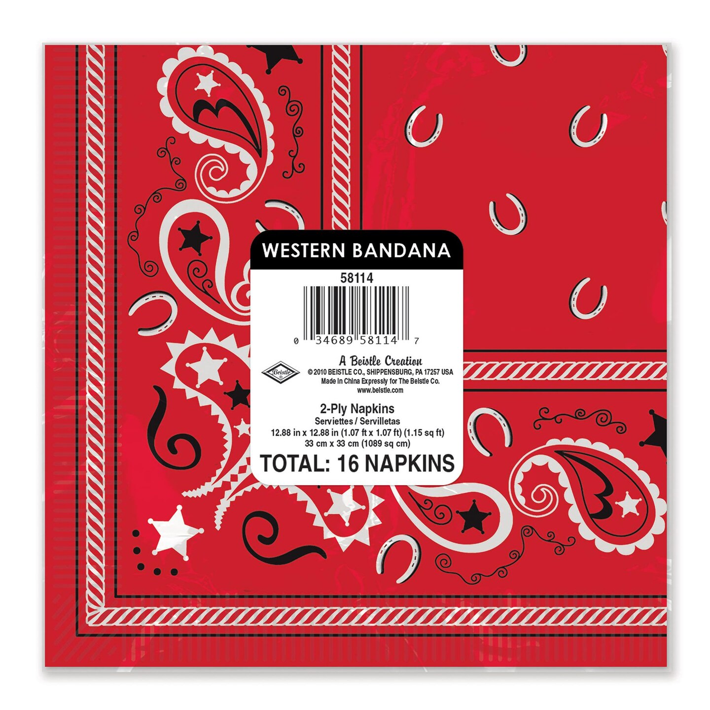 192 Pack Beistle Bandana Party Luncheon Napkins