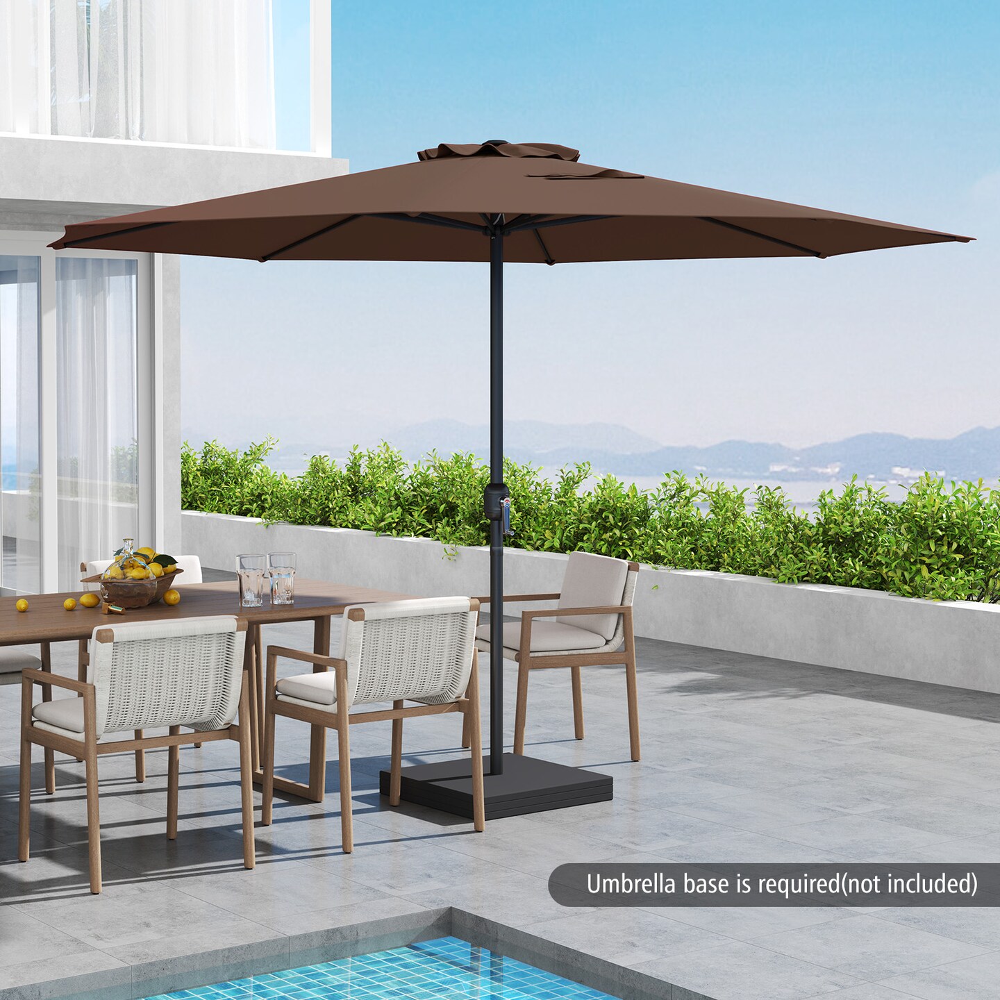 12 Feet Patio Umbrella, Fabric, Crank Handle, 8 Sturdy Ribs, Outdoor Shade for Garden &#x26; Deck