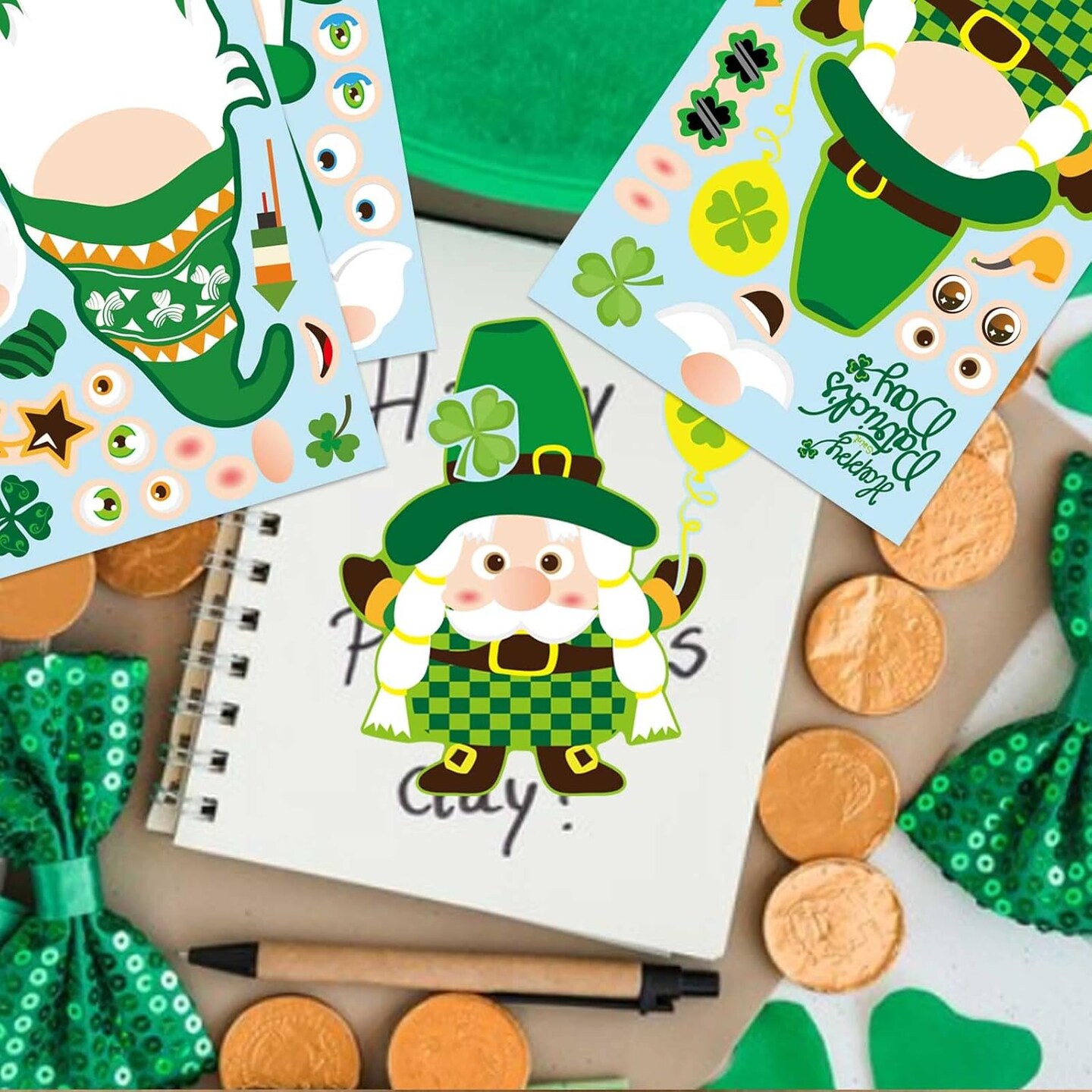 36 Sheets St Patrick&#x27;s Day Stickers Make a face Sticker for Kids