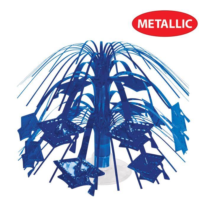12 Pack Beistle Blue Grad Cap Mini Cascade Centerpiece