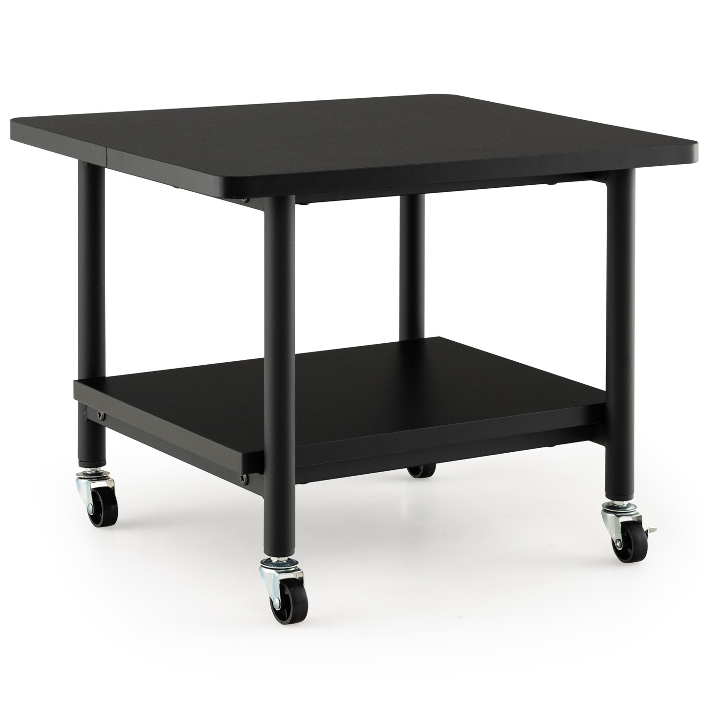 Printer Stand 2 Tier Under Desk Printer Table Rolling Cart with Storage Shelf Metal Frame Home Office