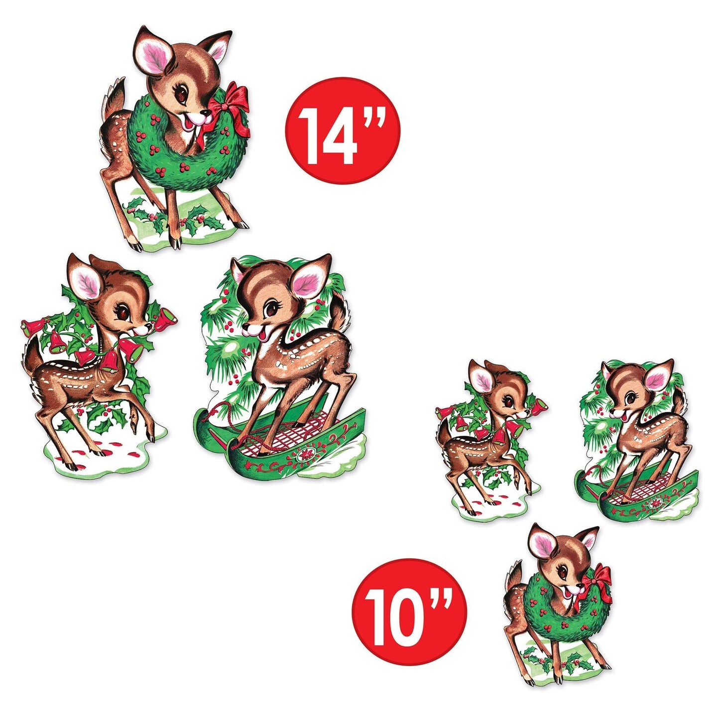72 Pack Beistle Vintage Christmas Reindeer Cutouts