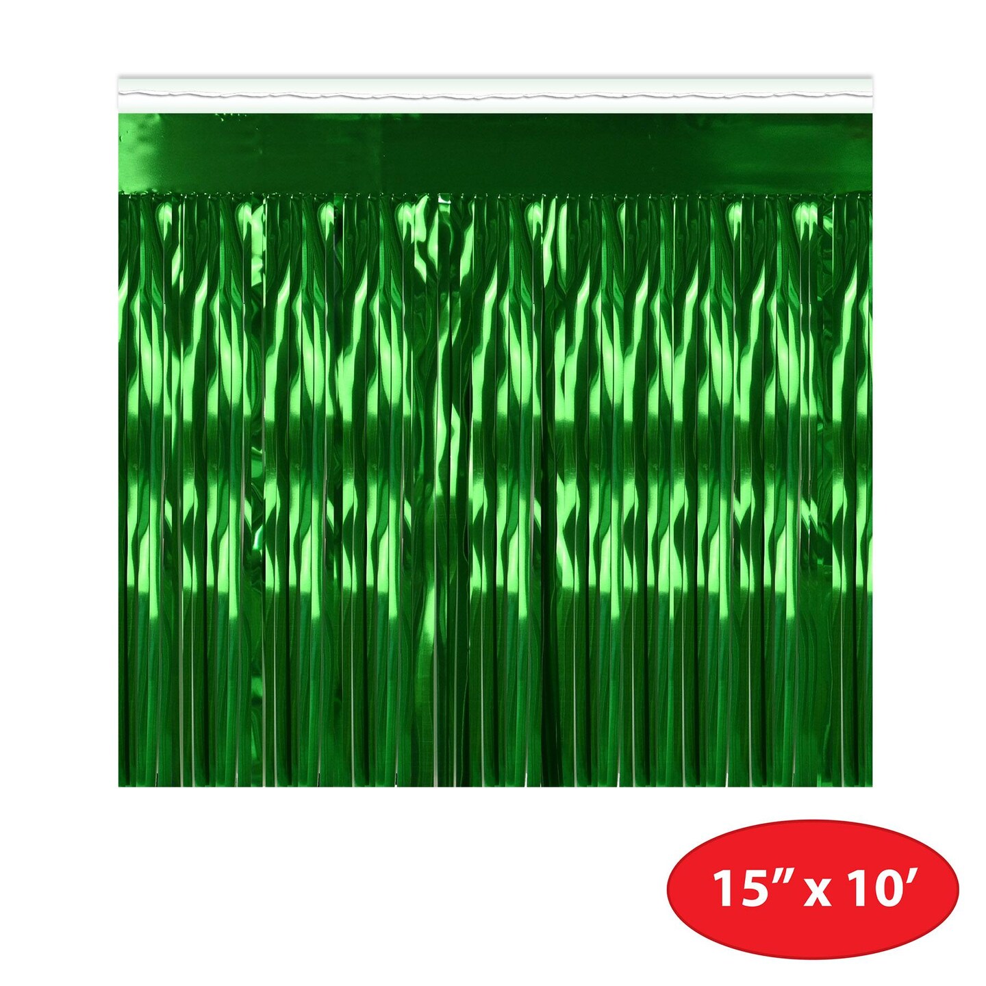 6 Pack Beistle Packaged 1-Ply Metallic Party Fringe Drape - green