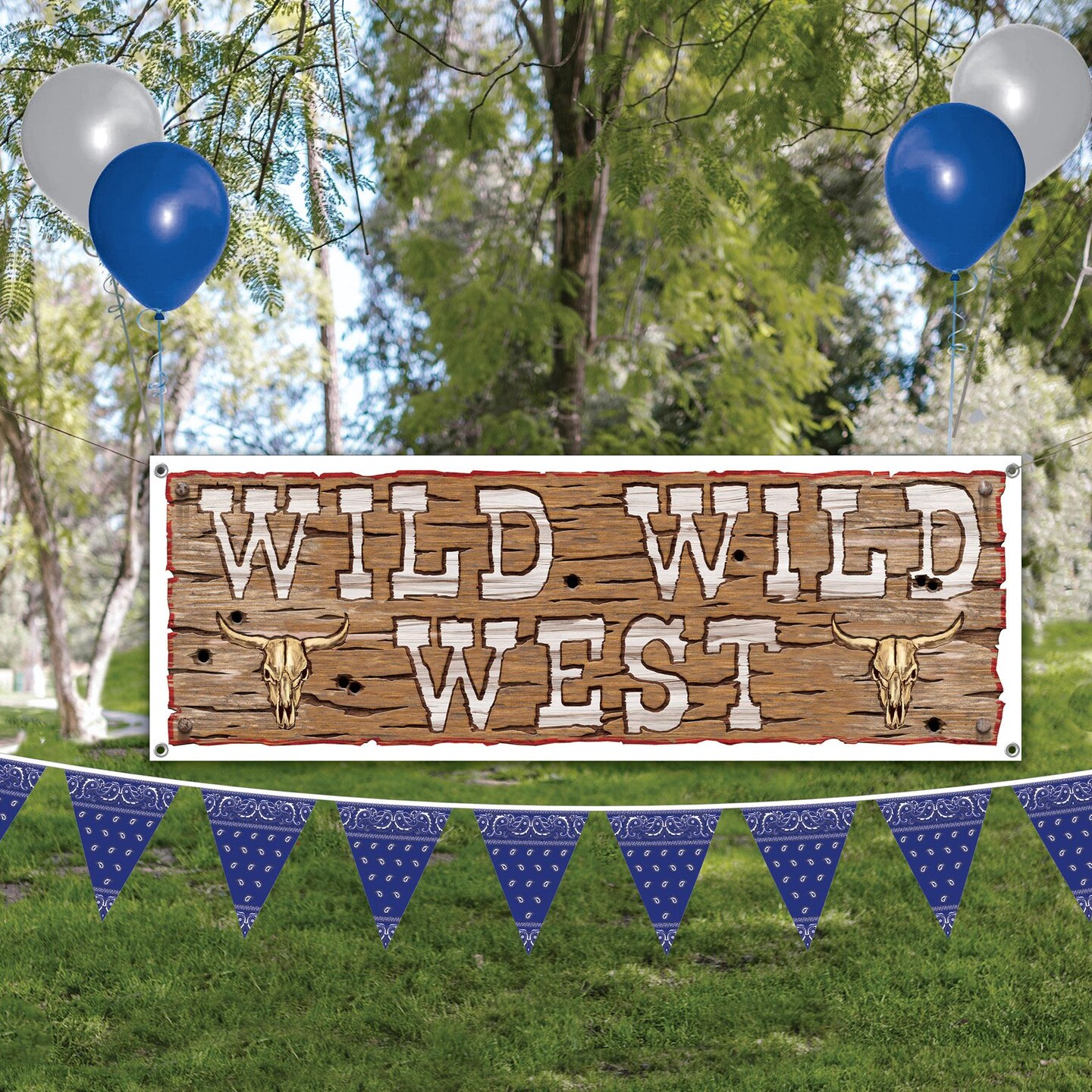 12 Pack Beistle Blue Bandana Party Pennant Banner