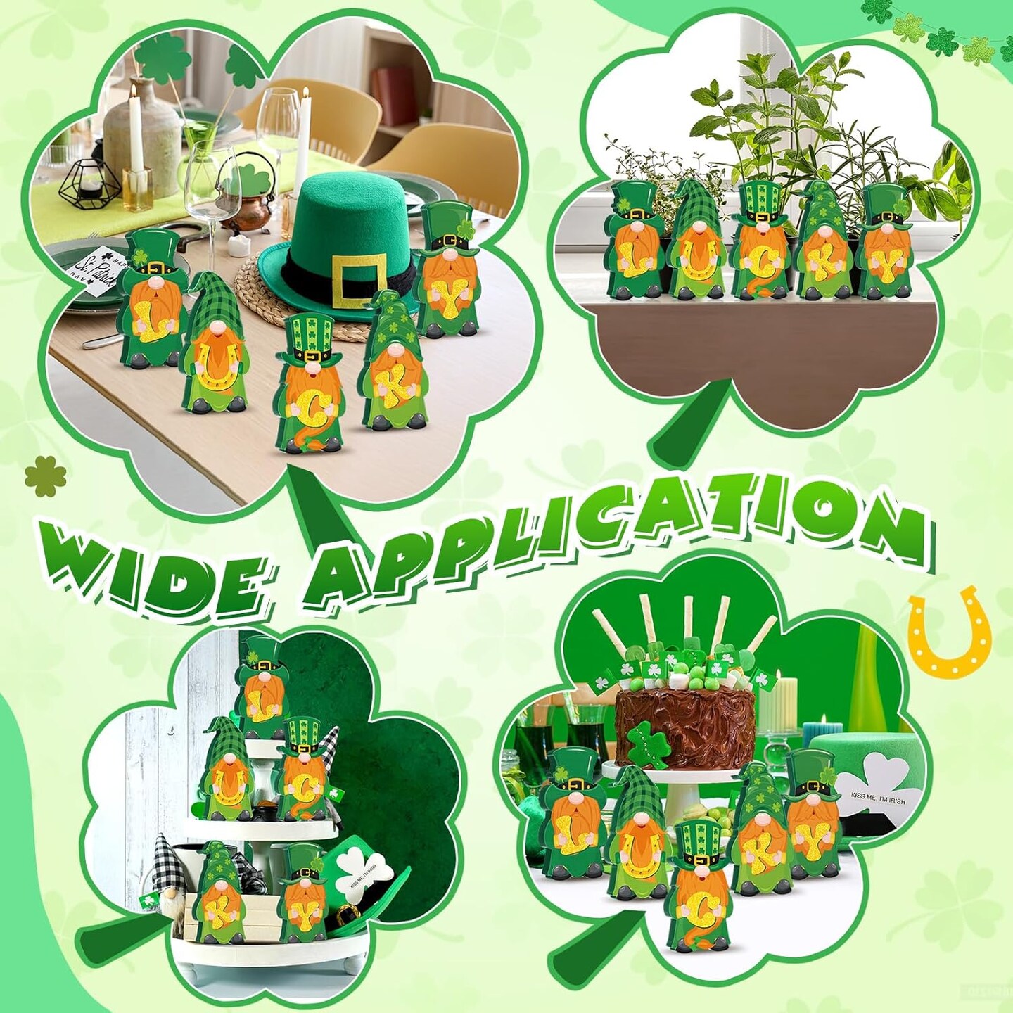 5 Pcs St Patricks Day Table Decorations Wooden Irish Signs St. Patrick&#x27;s Table Centerpiece Gnomes