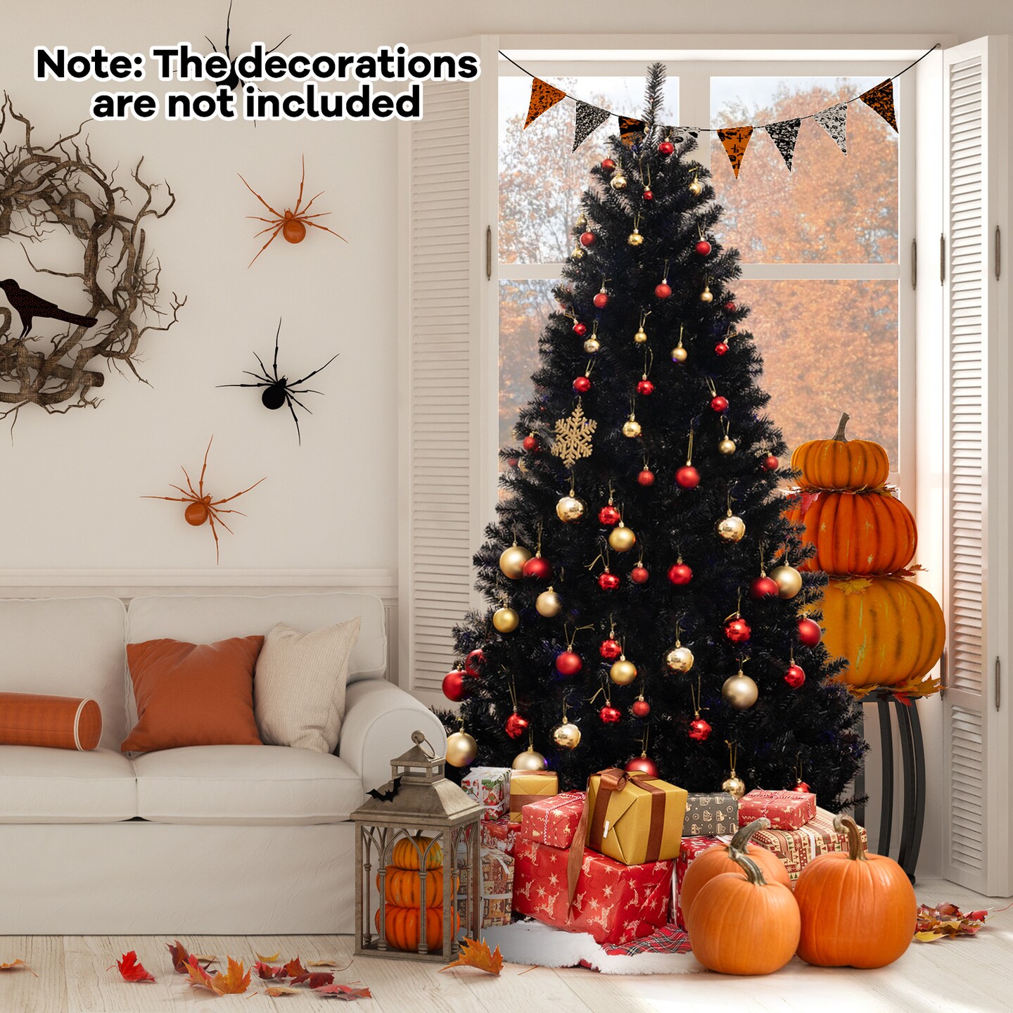 Artificial Christmas Tree with 6 Lighting Modes and Spooky Sounds for Halloween Decoration