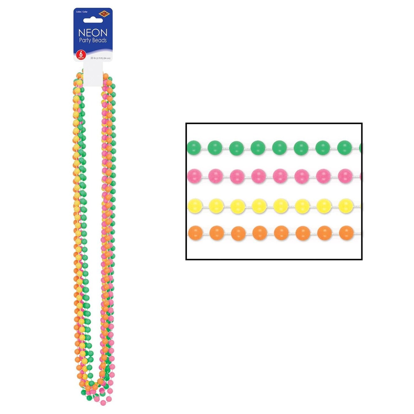 72 Pack Beistle Neon Party Bead Necklaces