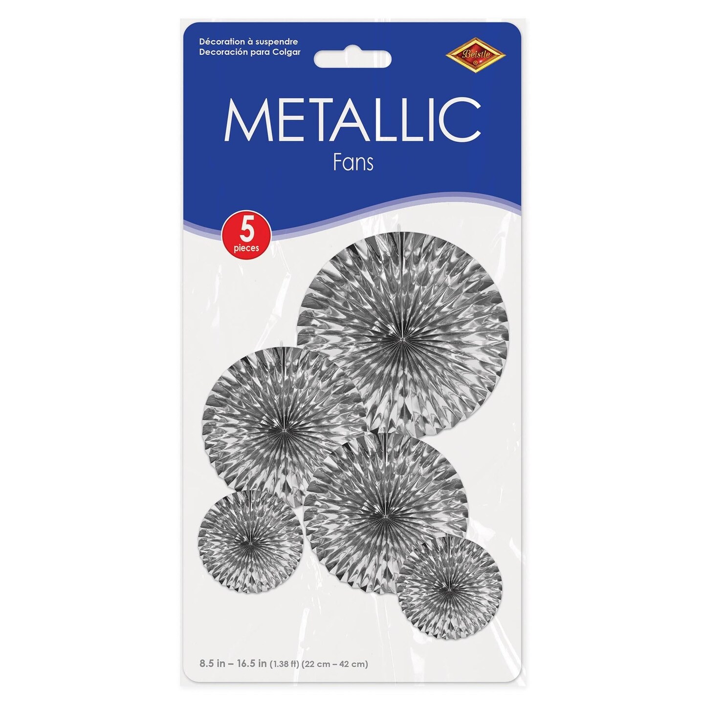 30 Pack Beistle Metallic Party Fans - Silver