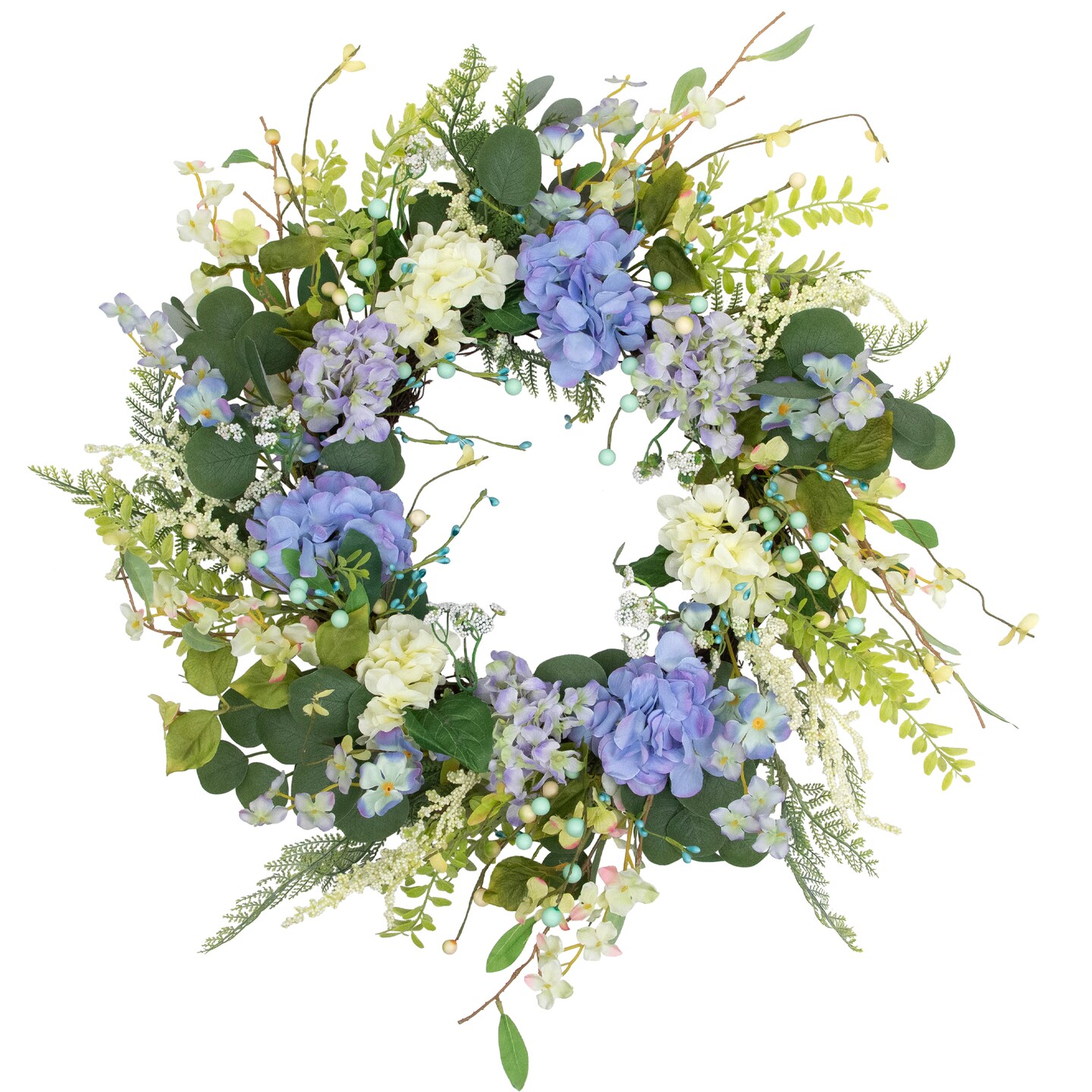 Northlight Eucalyptus Hyacinths and Hydrangea Fern Wreath - Thumbnail 2