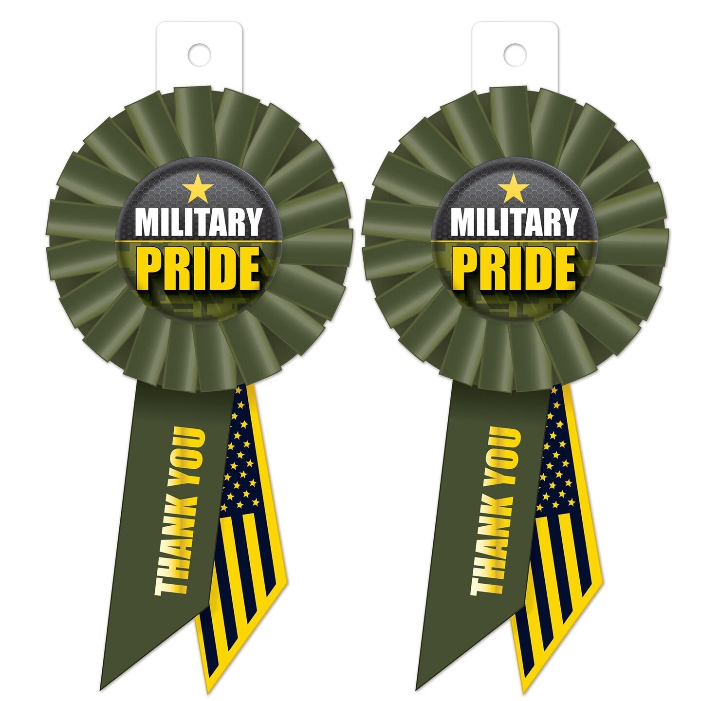 6 Pack Beistle Military Pride Rosette- Army- 6.5 Inch