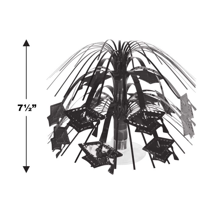 12 Pack Beistle Black Grad Cap Mini Cascade Centerpiece