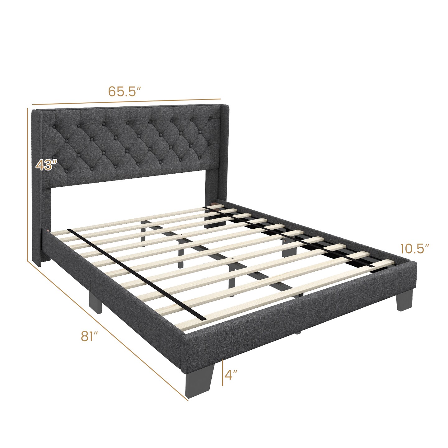 Button Tufted Upholstered Platform Bed, Twin/Full/Queen Size, Modern Design