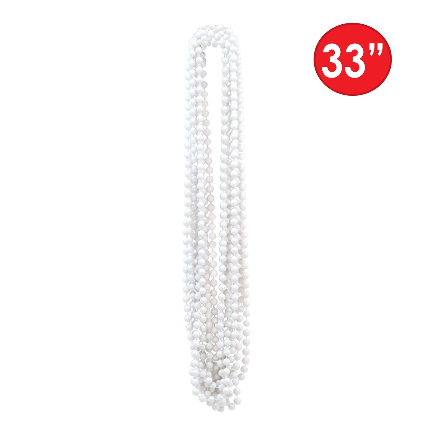 144 Pack Beistle Party Bead Necklaces - Small Round white
