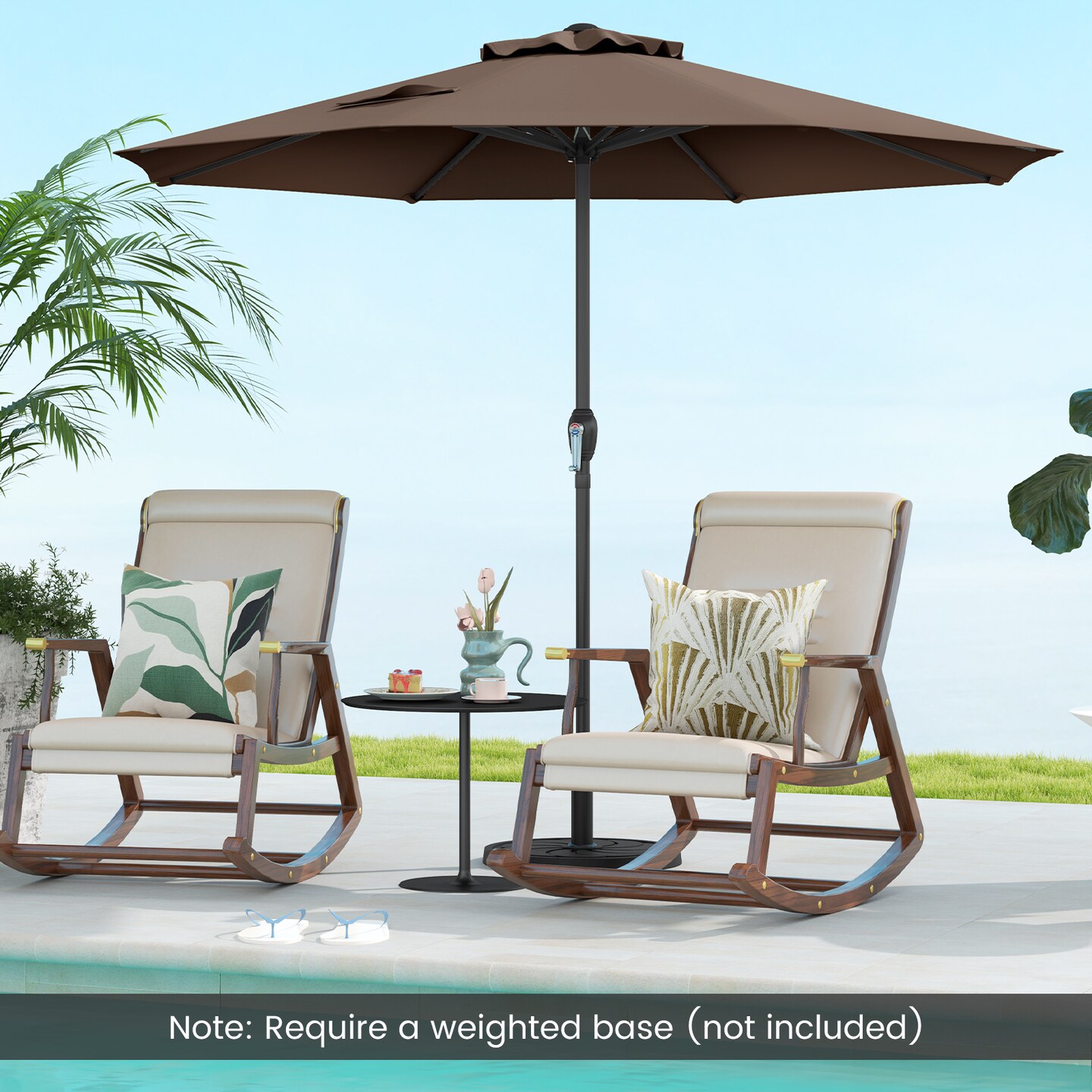 Fabric Outdoor Heavy Duty Market Umbrella with Crank Handle, 8 Sturdy Ribs, UV Protection