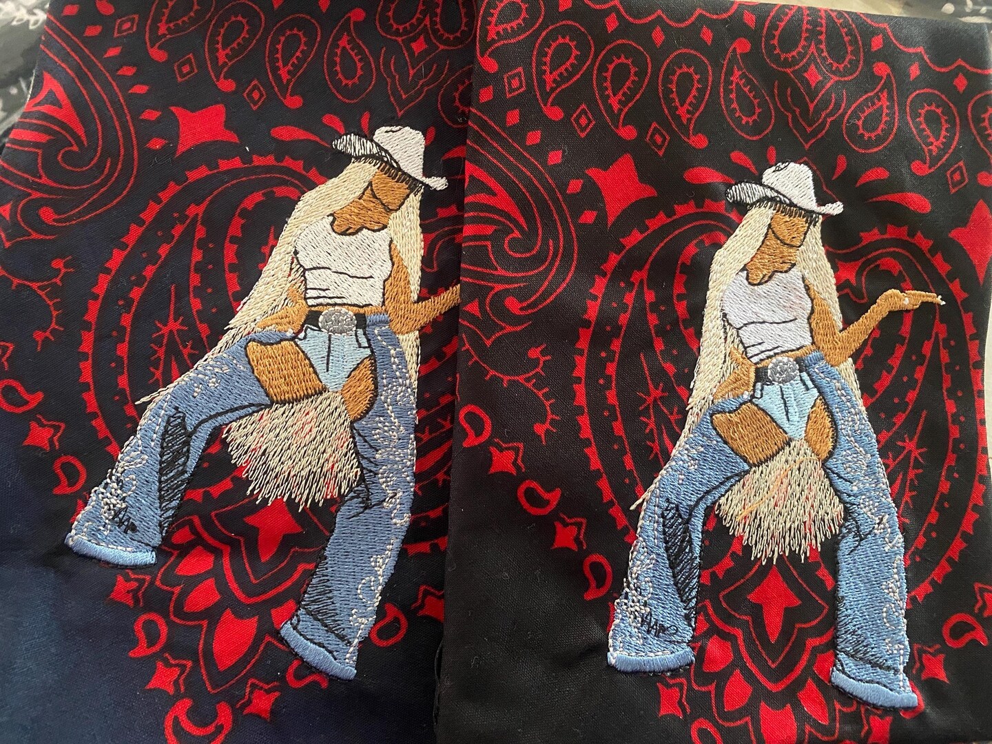 Western Luxe Beyoncé Tribute Bandana  - Extra Large 27-Inch Embroidered western cowboy inspired Bandana