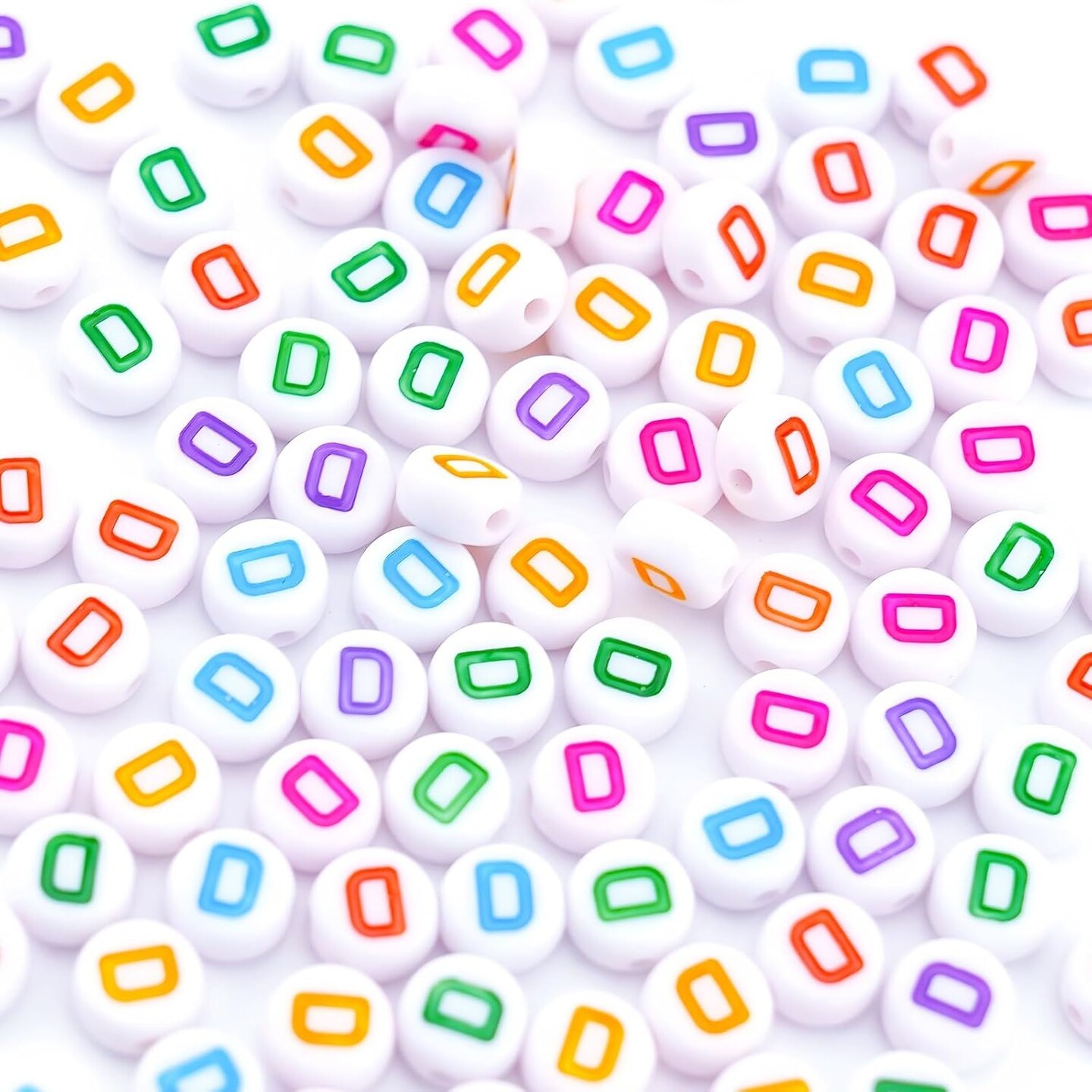 300Pcs Round Letter Pony Beads D 4X7mm Individual Alphabet Beads for Friendship Bracelets Making