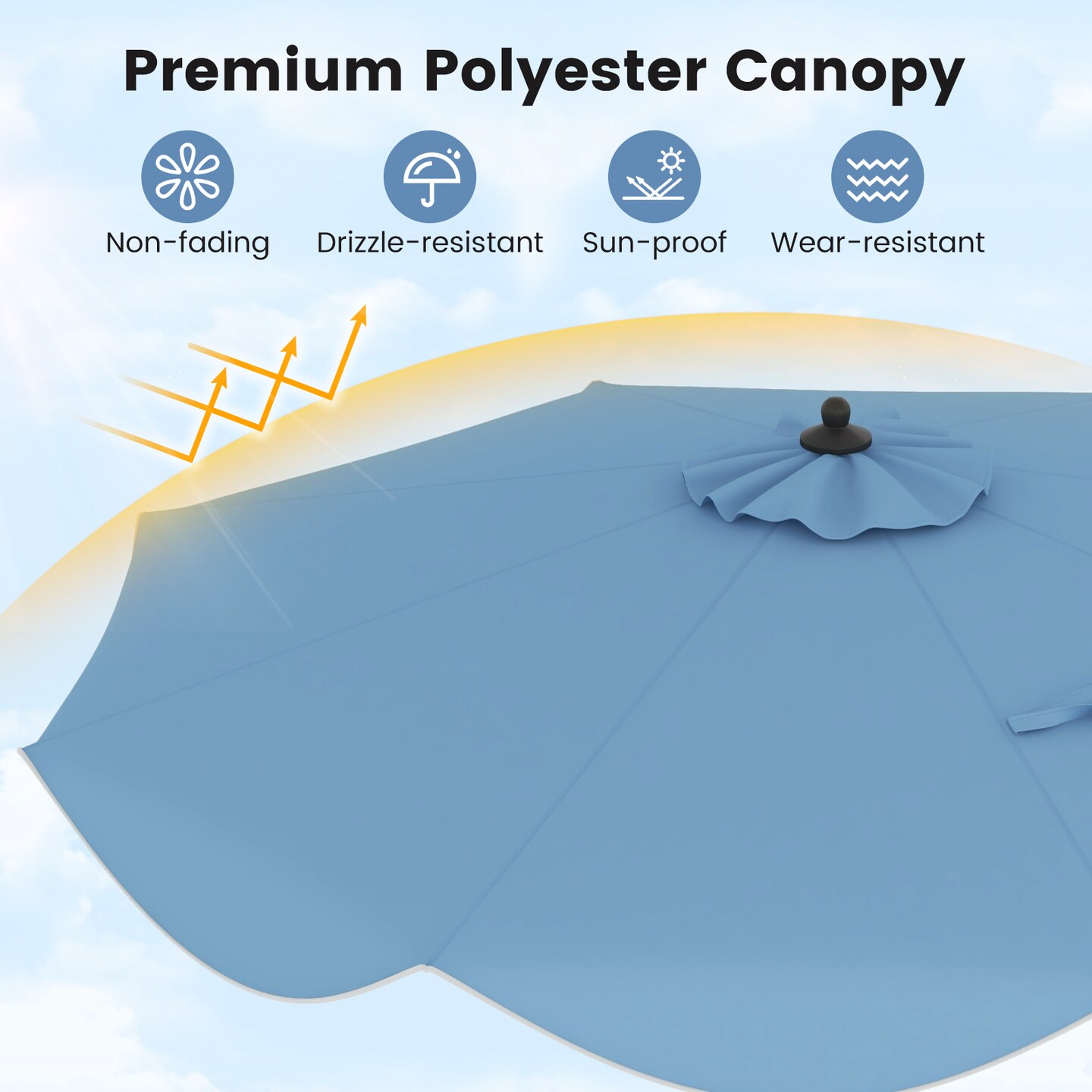 9 FT Outdoor Patio Umbrella with Crank Handle, Push Button Tilt, UV-Resistant Canopy for Sun Protection