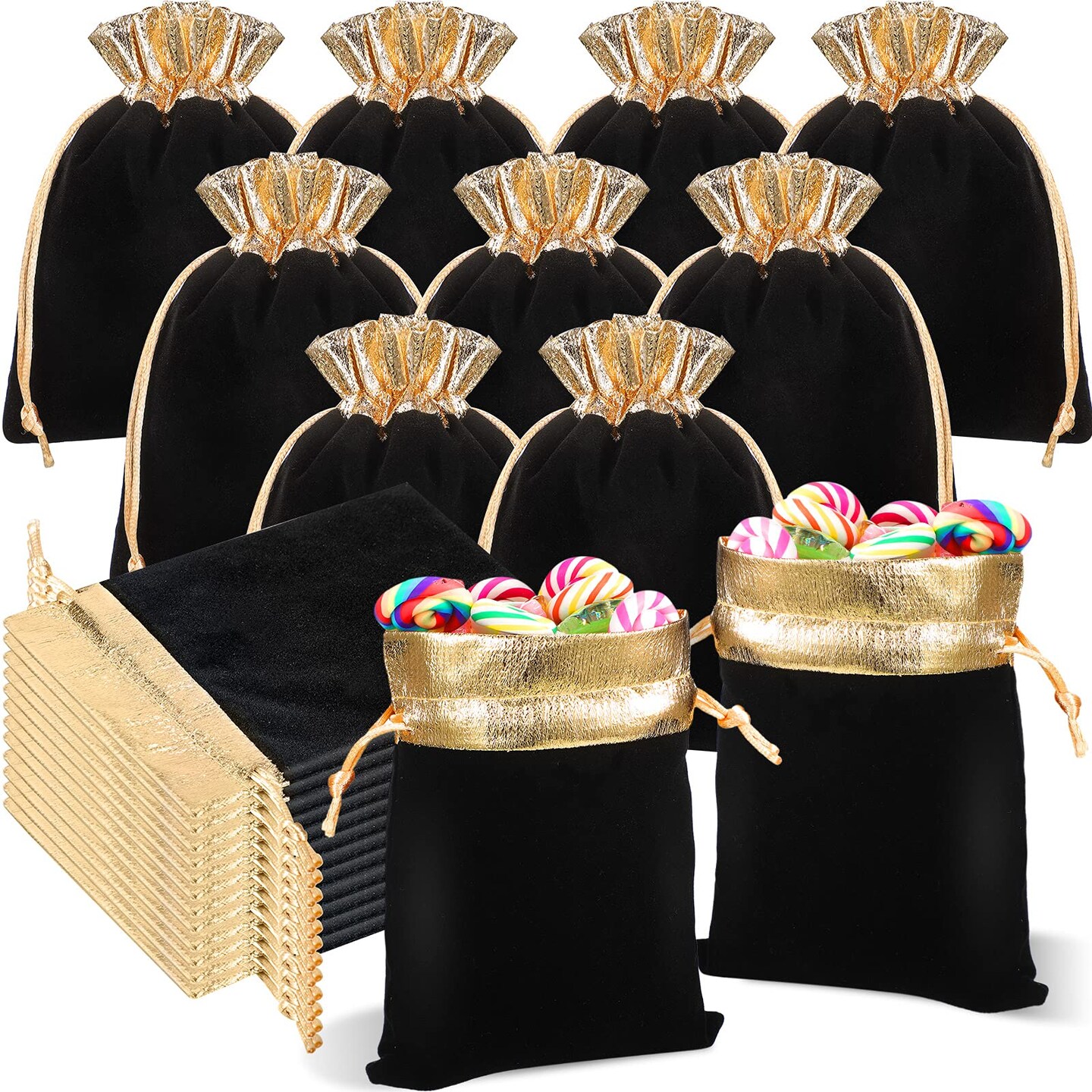 30 Pcs Velvet Drawstrings Gift Bags 6 x 5 Inch Jewelry Pouches Drawstring Candy Bags Bolsitas para Recuerdos Velvet Party Favors Present Pouch for Valentine&#x27;s Day Christmas(Black)