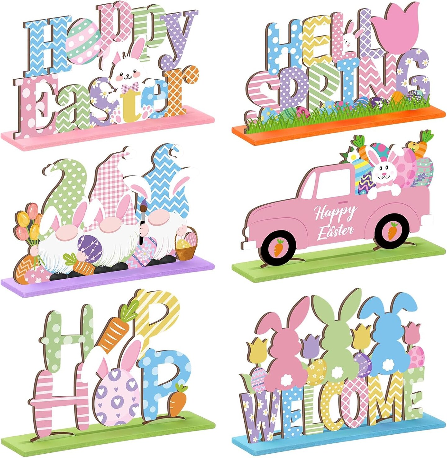6 Pcs Easter Wooden Table Sign, Table Centerpieces Tabletop Centerpiece ...