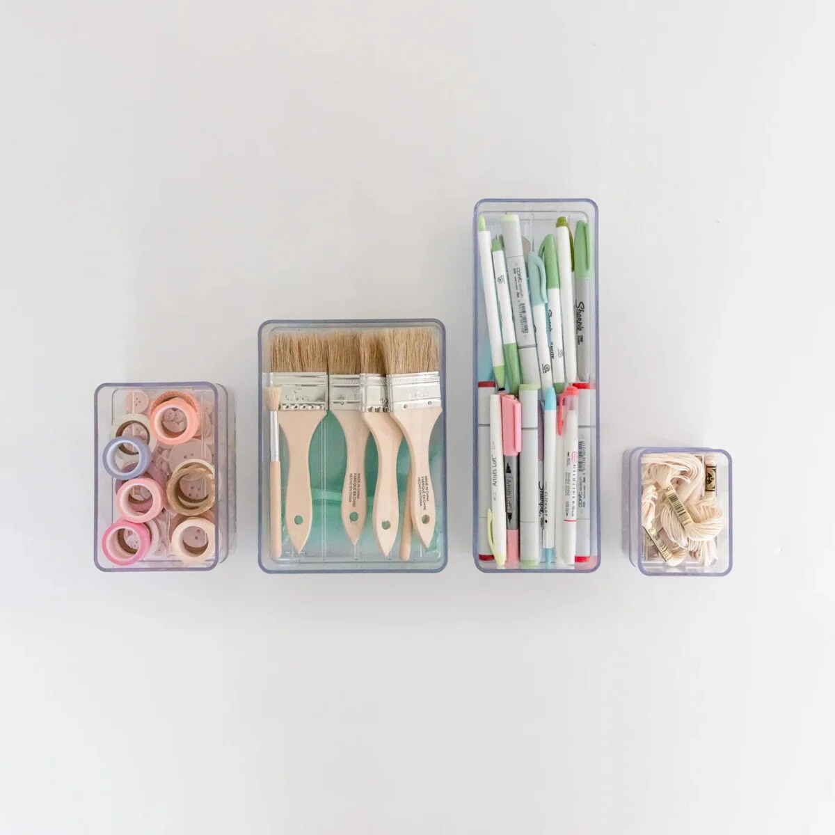 Mini Tote Storage Organizer 24 Pack - Clear Nesting Stackable Craft Supply Containers for InView Totes