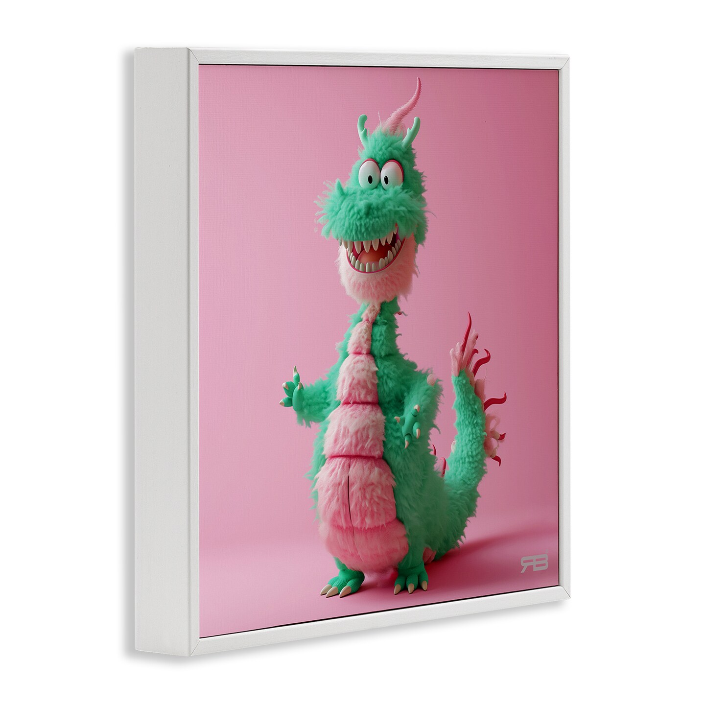 Stupell Industries Happy Green Dragon Framed Giclee Wall Art Design by RB