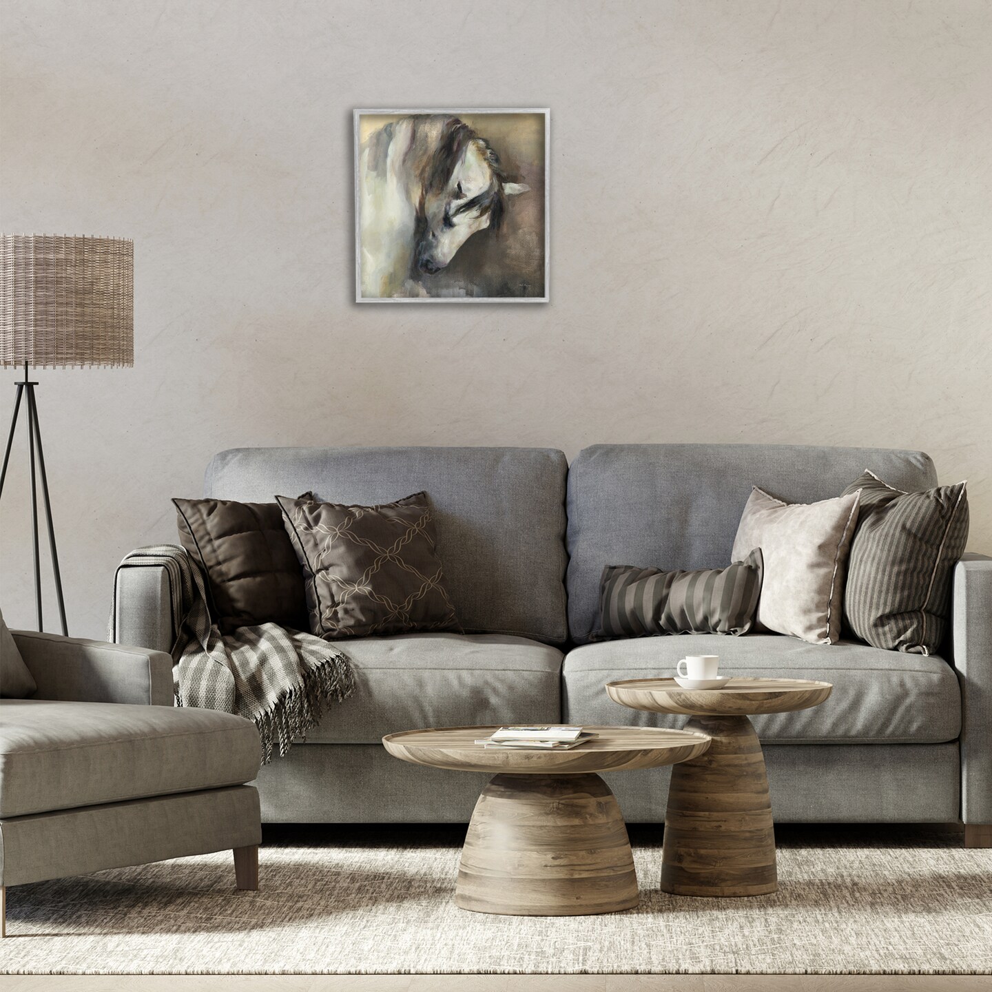 Stupell Industries Classical White Horse Framed Giclee Wall Art Design by Marilyn Hageman