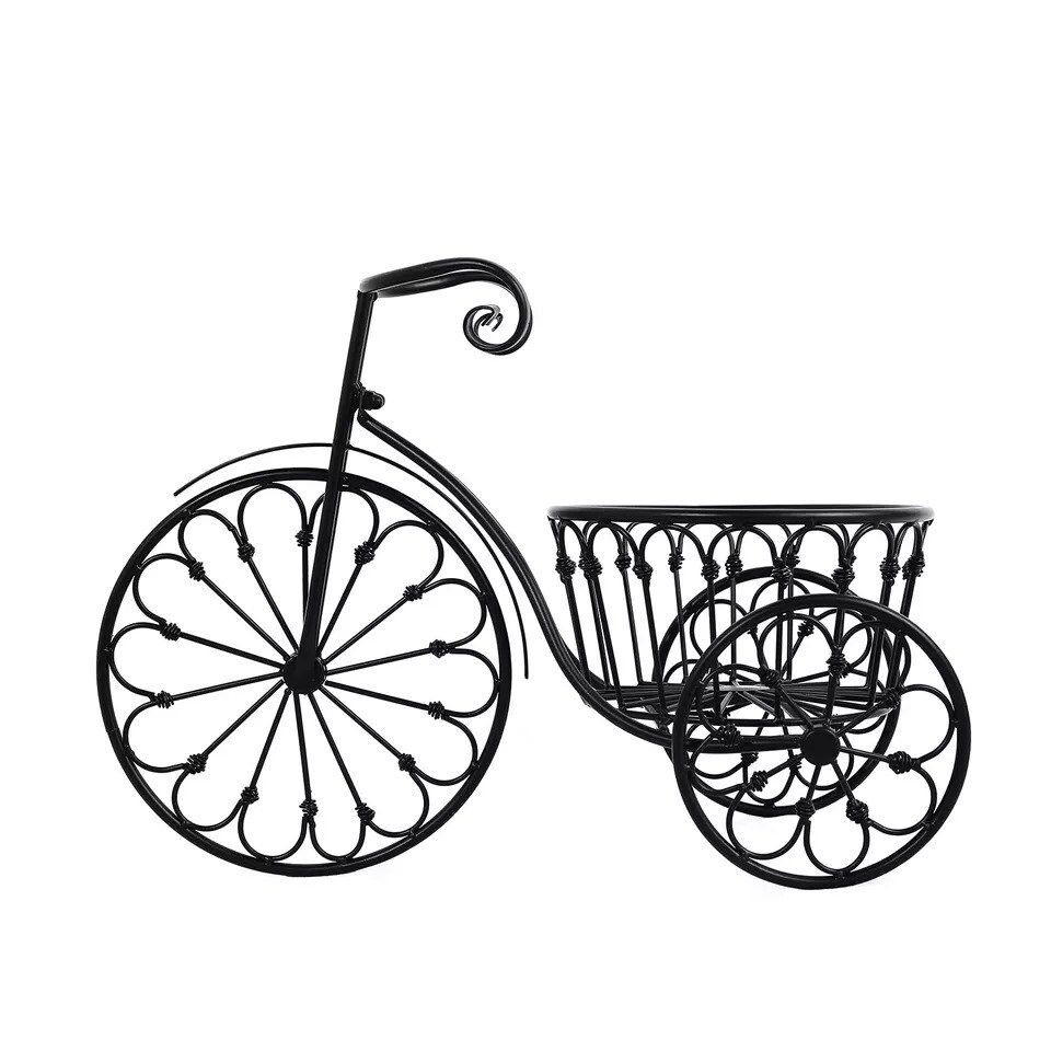 Black 22&#x22; Tricycle Plant Stand Metal FLOWER PLANTER HOLDER Party Home Supplies