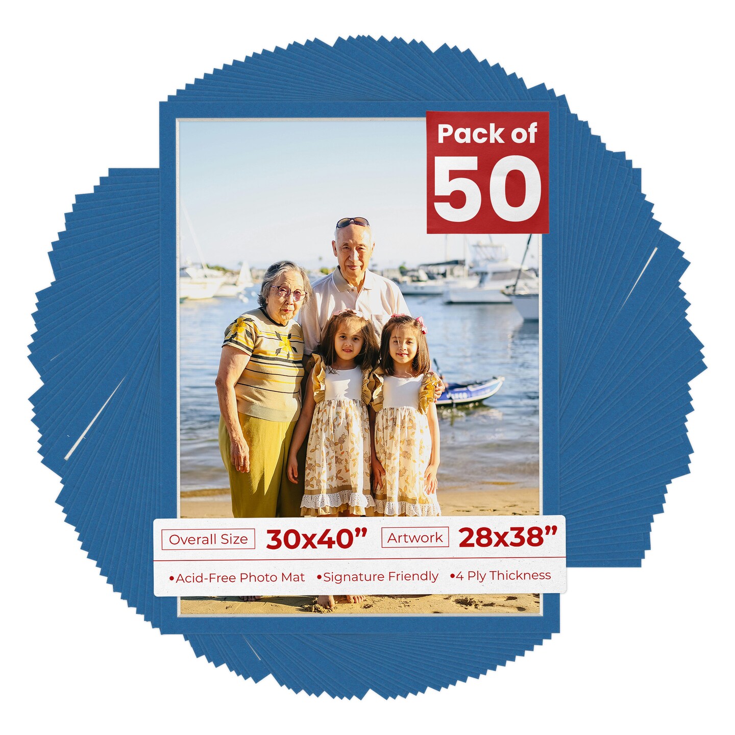 Royal Blue Mat Board for 30x40 Frames - Fits 28x38 Photos, Color: Blue ...