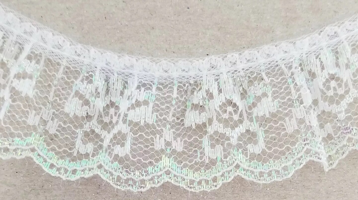 1&#x22; Ruffled Gathered Lace Trimming - 12 Continuous Yards! - Color Options!