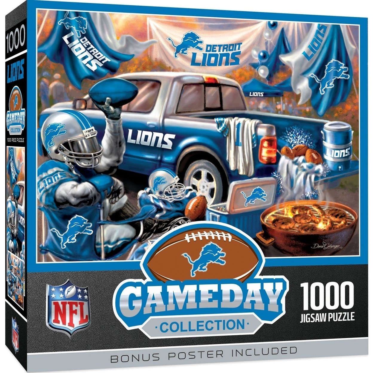 Detroit Lions 1000 Piece Jigsaw Puzzle Nfl Recycled Chipboard 19.25X26.75