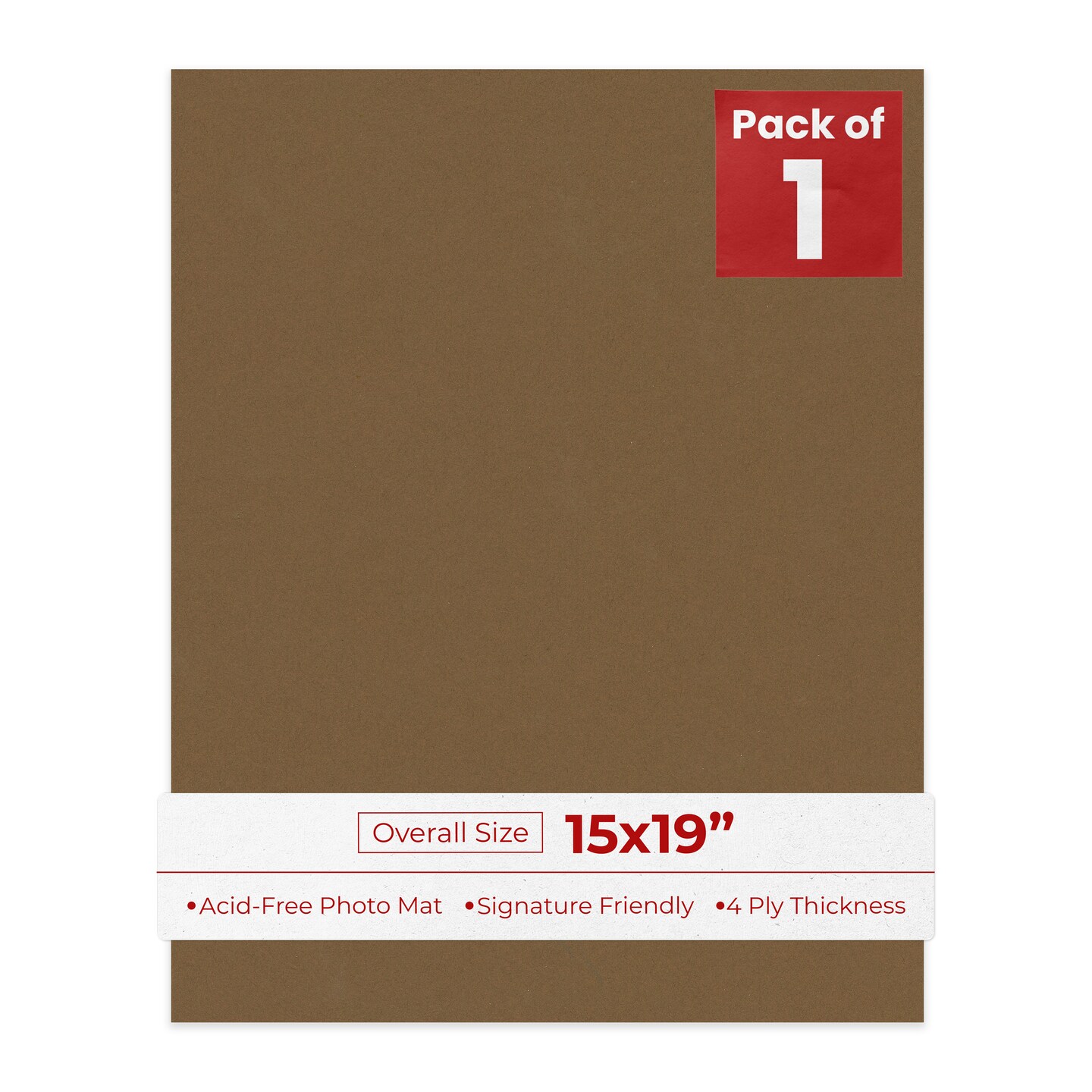 Aged Oak Brown 15x19 Uncut Mat Board - Blank Sheets, No Opening