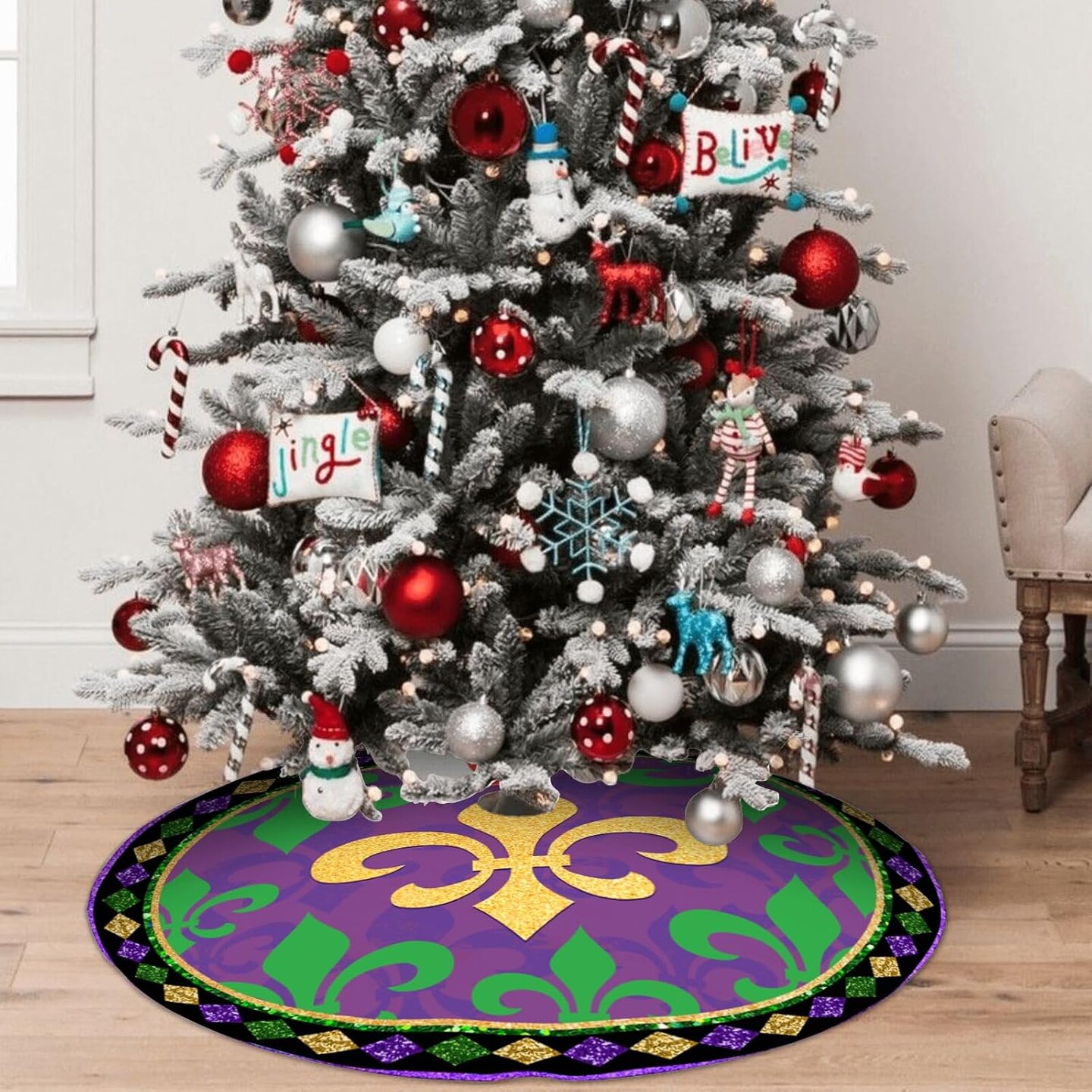 Festival Decorations Holiday Tree Skirt, Tree Mat Holiday Party Supplies Ornaments Indoor Outdoor Decorations 36 in