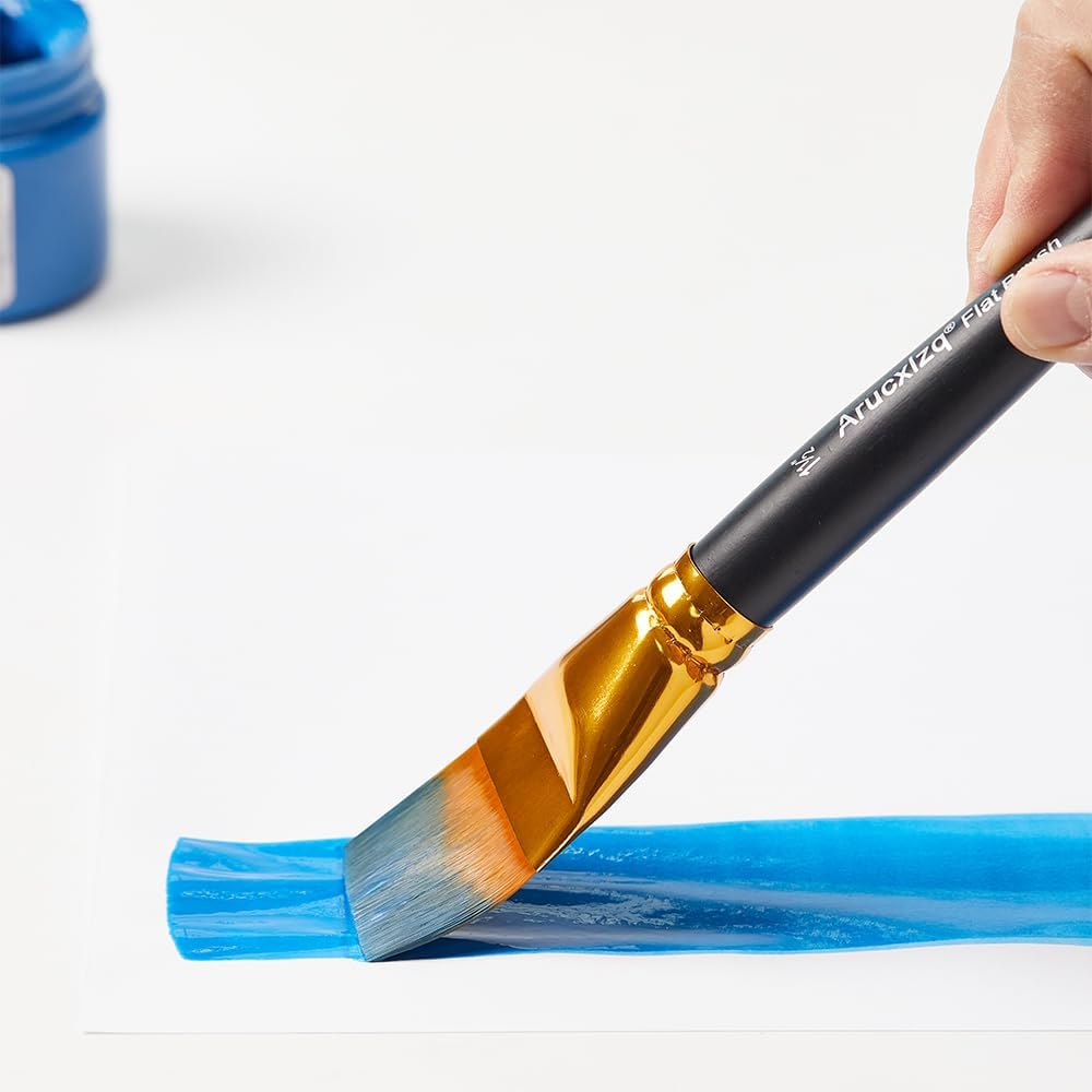 1 1/2 Inch Flat Paint Brushes 3Pcs - Large Acrylic, Oil & Watercolor Paint Brushes with Wooden Handle - Professional Artist Brush Set for Base Coating, Canvas, Crafts(3Pieces)