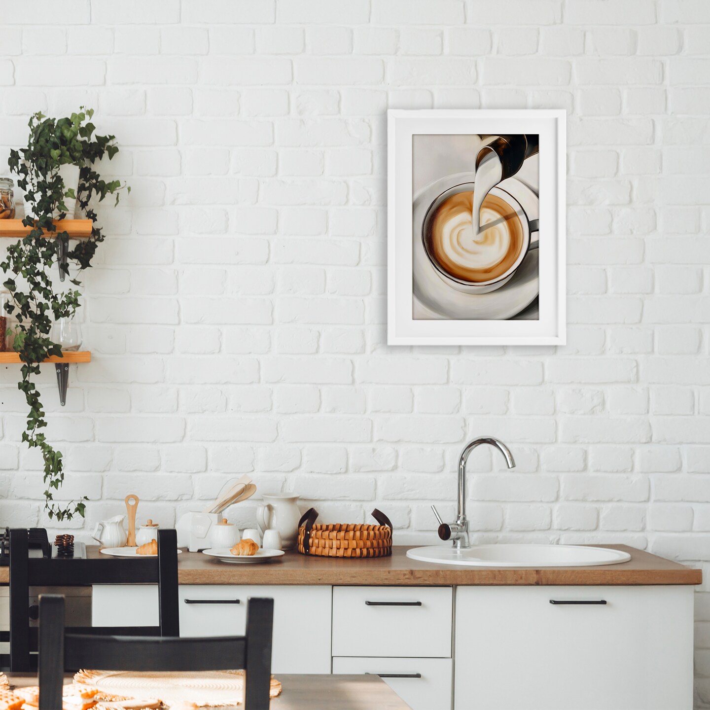 Stupell Industries Pouring Latte Milk Swirl Framed Print Under Glass, design by Annabelle Hall