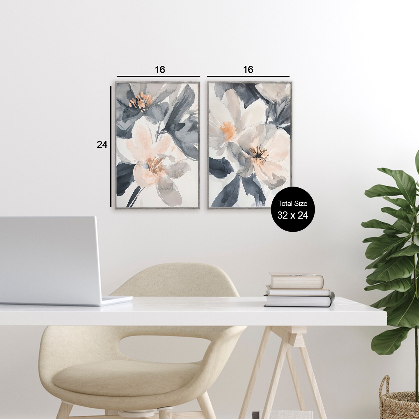 Stupell Industries Magnolia Flower Frequencies 2pc Framed Giclee Set, design by Andrea Haase