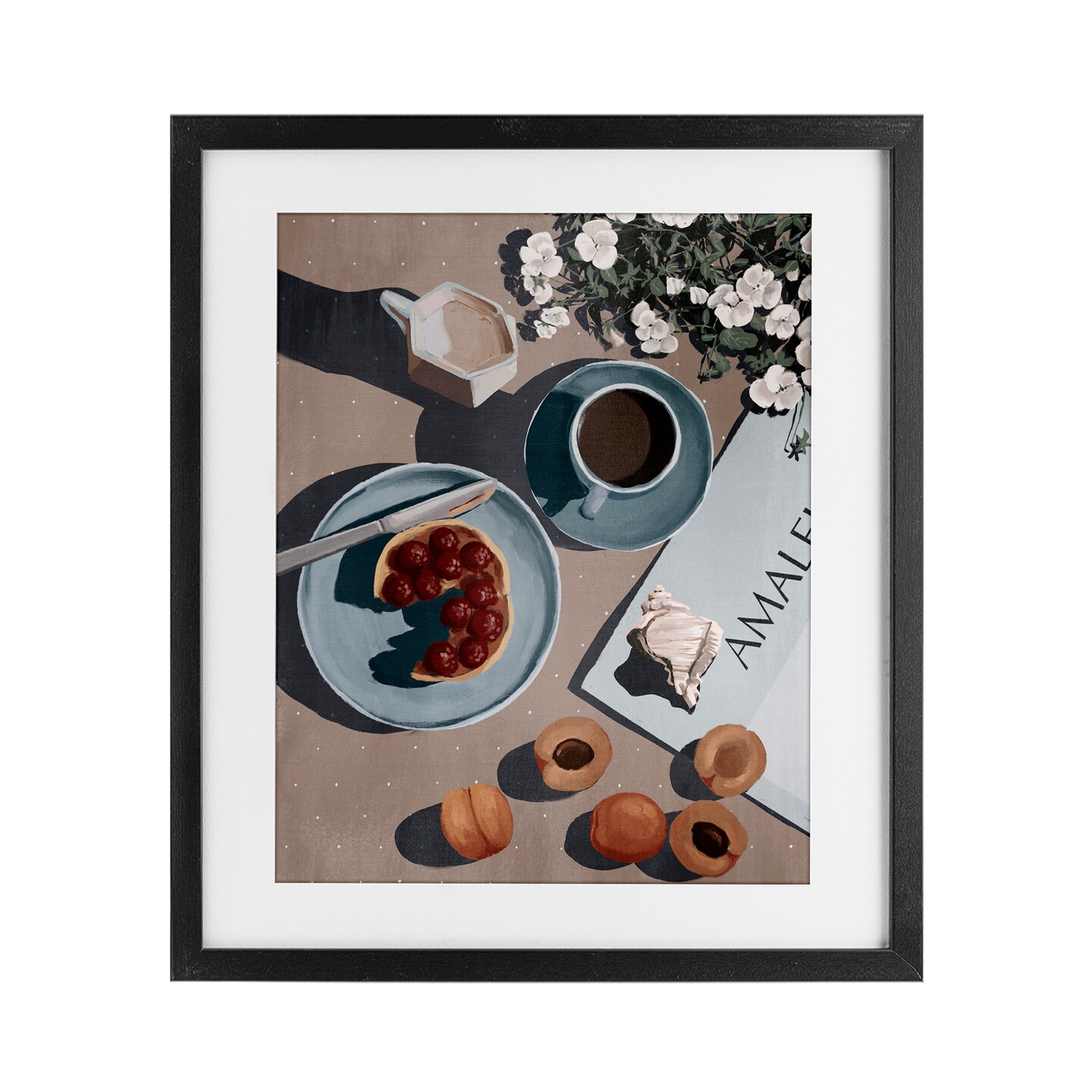 Stupell Industries Morning Brunch Fruit & Coffee Framed Print Under Glass, design by Anna Lischenko