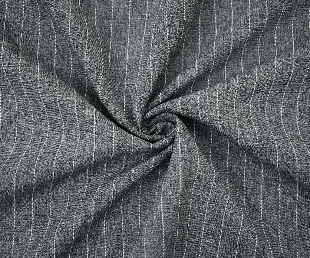 Gray-Black-White Poly Pinstripe Texture Shirting Woven Fabric By the Yard