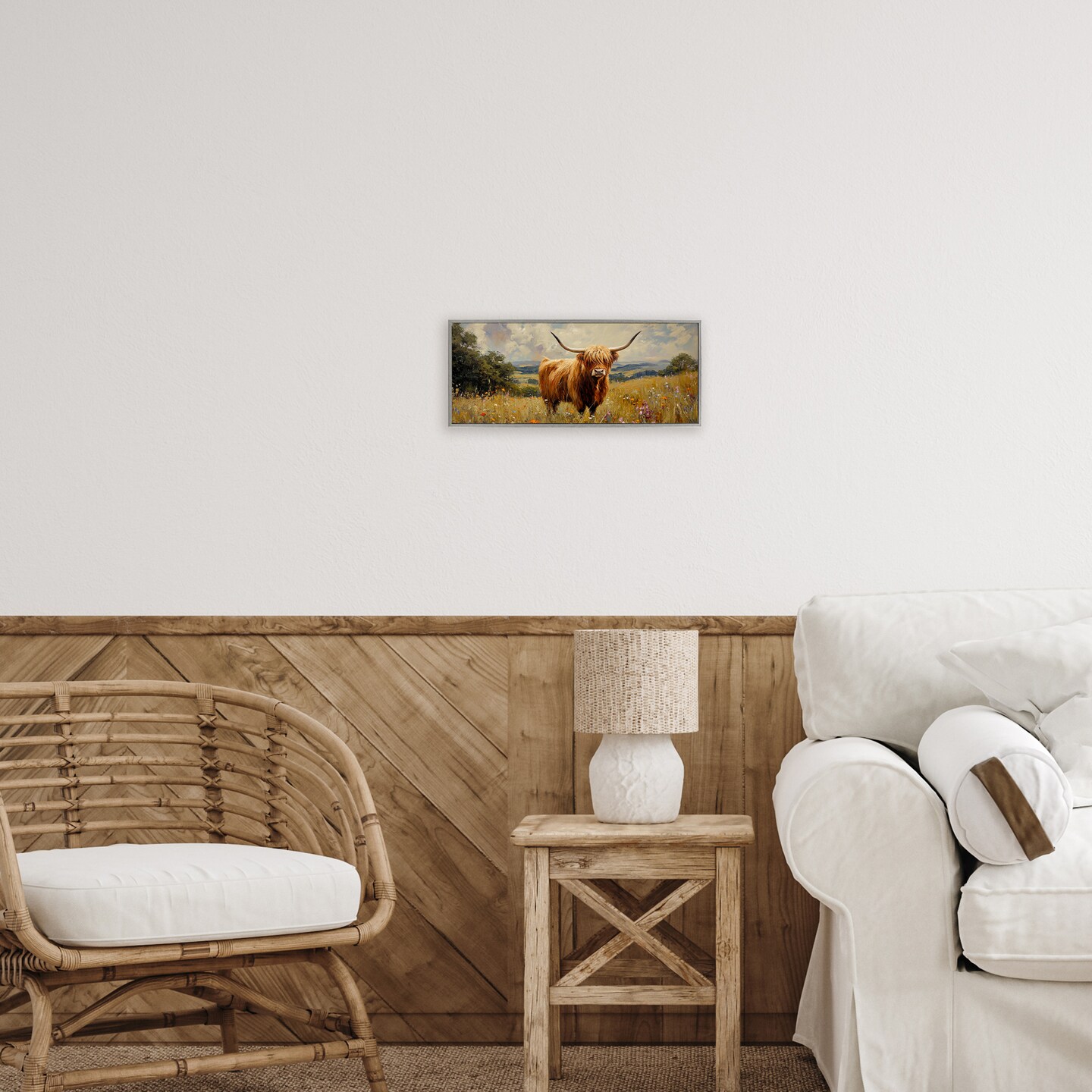 Stupell Industries Highland Cow In Sunshine Framed Giclee, design by Petal Prints Design