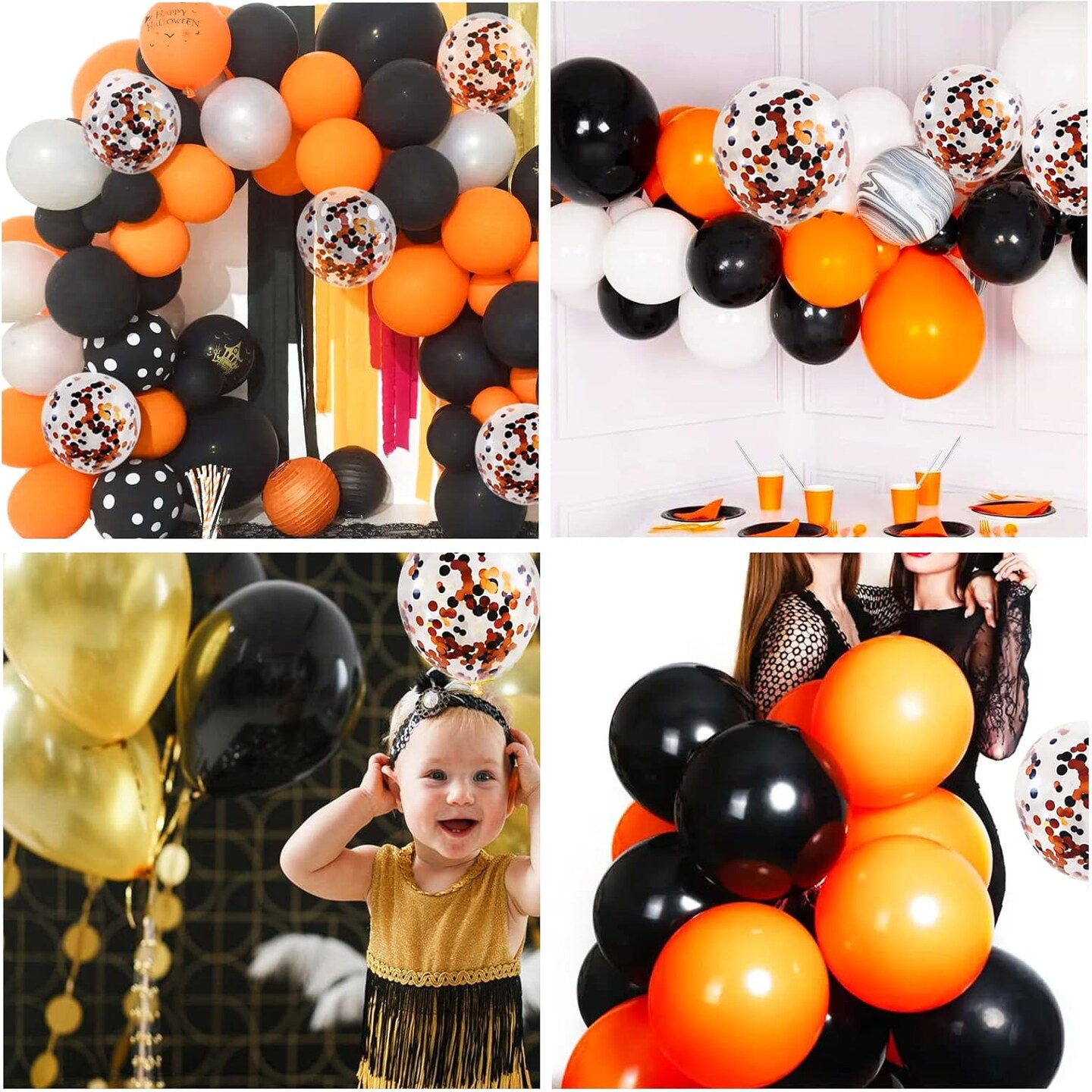 Orange Confetti Balloon Halloween Latex Party Balloons(Orange and Black Balloons)