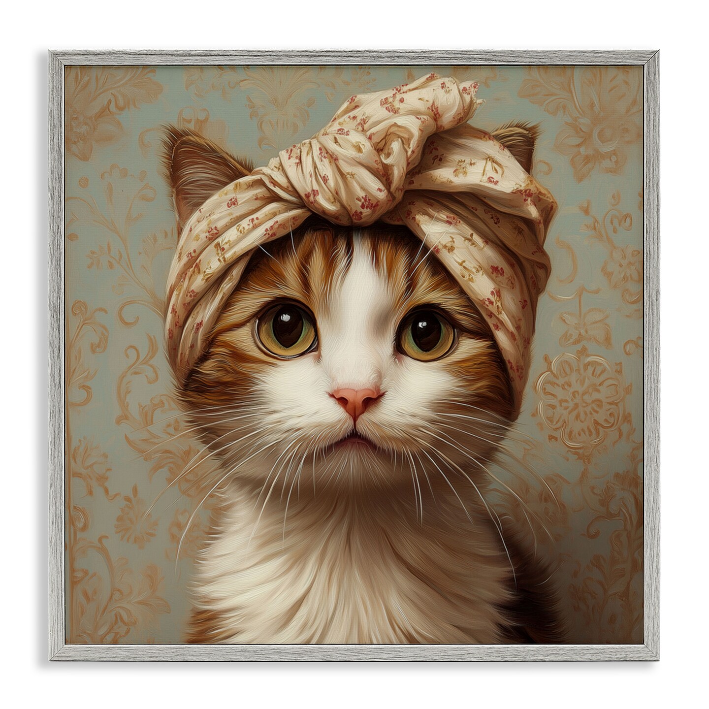 Stupell Industries Cat with Fashionable Turban Framed Giclee, design by Jim Baldwin