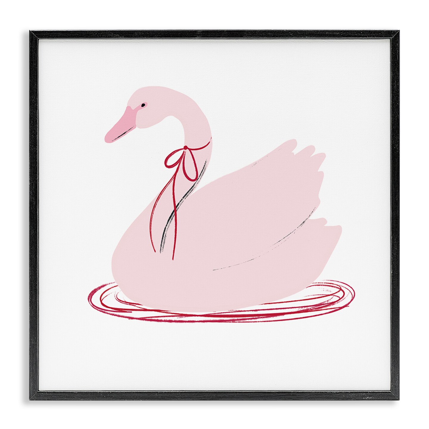 Stupell Industries Pink Swan with Bow Framed Giclee, design by Lucille Price