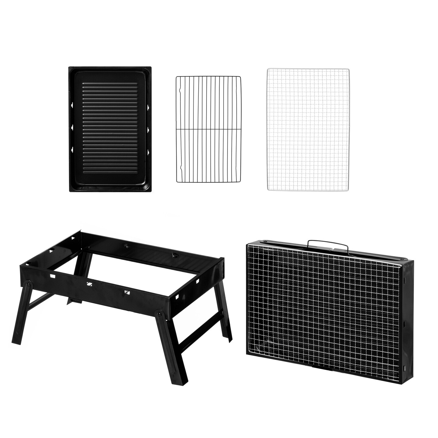 Gardenised Portable Charcoal Grill Foldable Stainless Steel BBQ for Camping Backyard Tailgating Hiking Picnic Travel Beach Parties Garden Gatherings Poolside Cooking Skewers &#x26; Outdoor Barbecues